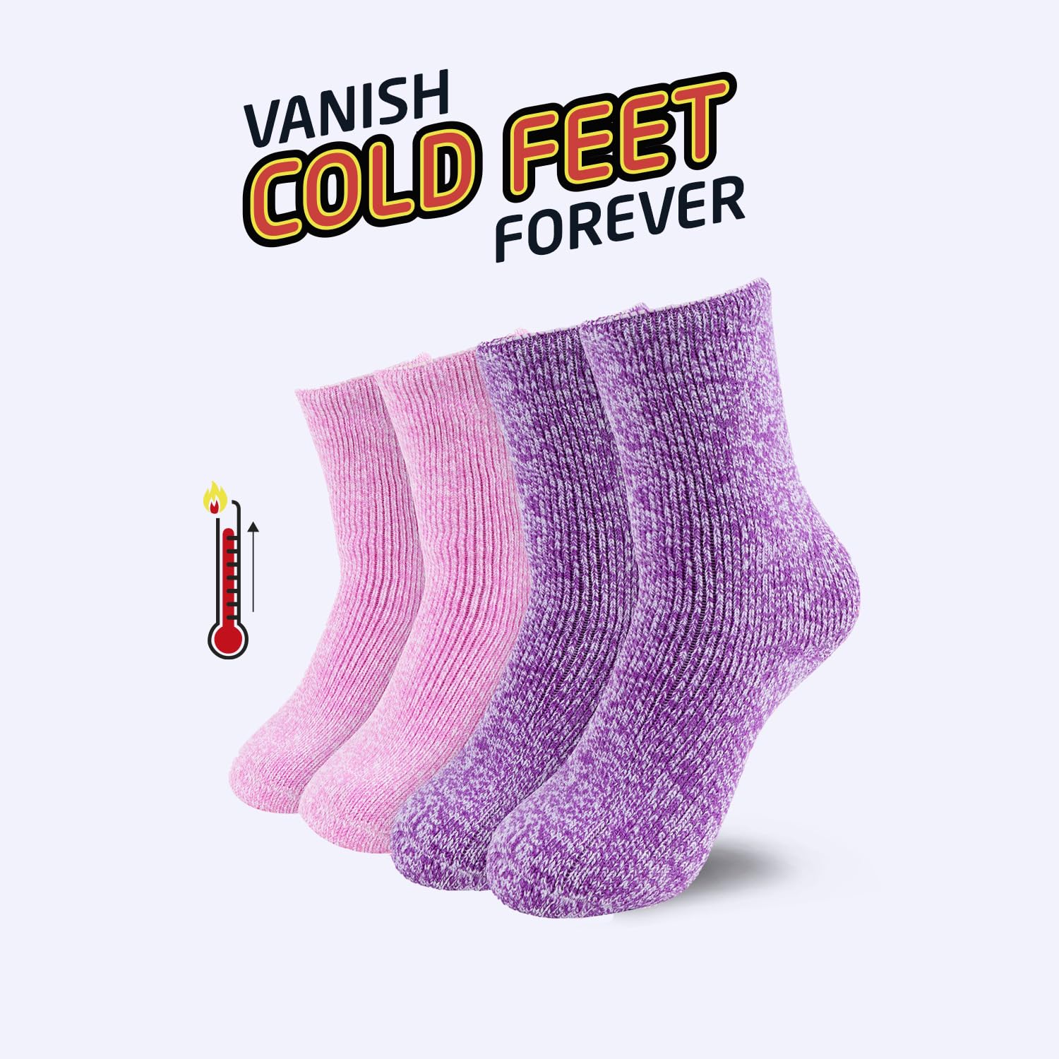 Kids Thermal Socks 2 Pack - Warm Winter Socks for Boys & Girls | Cozy Insulated Thick Heated Socks | Perfect for Cold Weather, Snow Play & Indoor Comfort