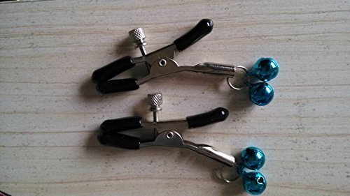 HiiBaby New SM Breast Vaginal Nipple Clamps with Double Bells - Sensual Massage Clip for Adults (Blue) | BDSM Accessories for Couples & Spicy Intimate Play