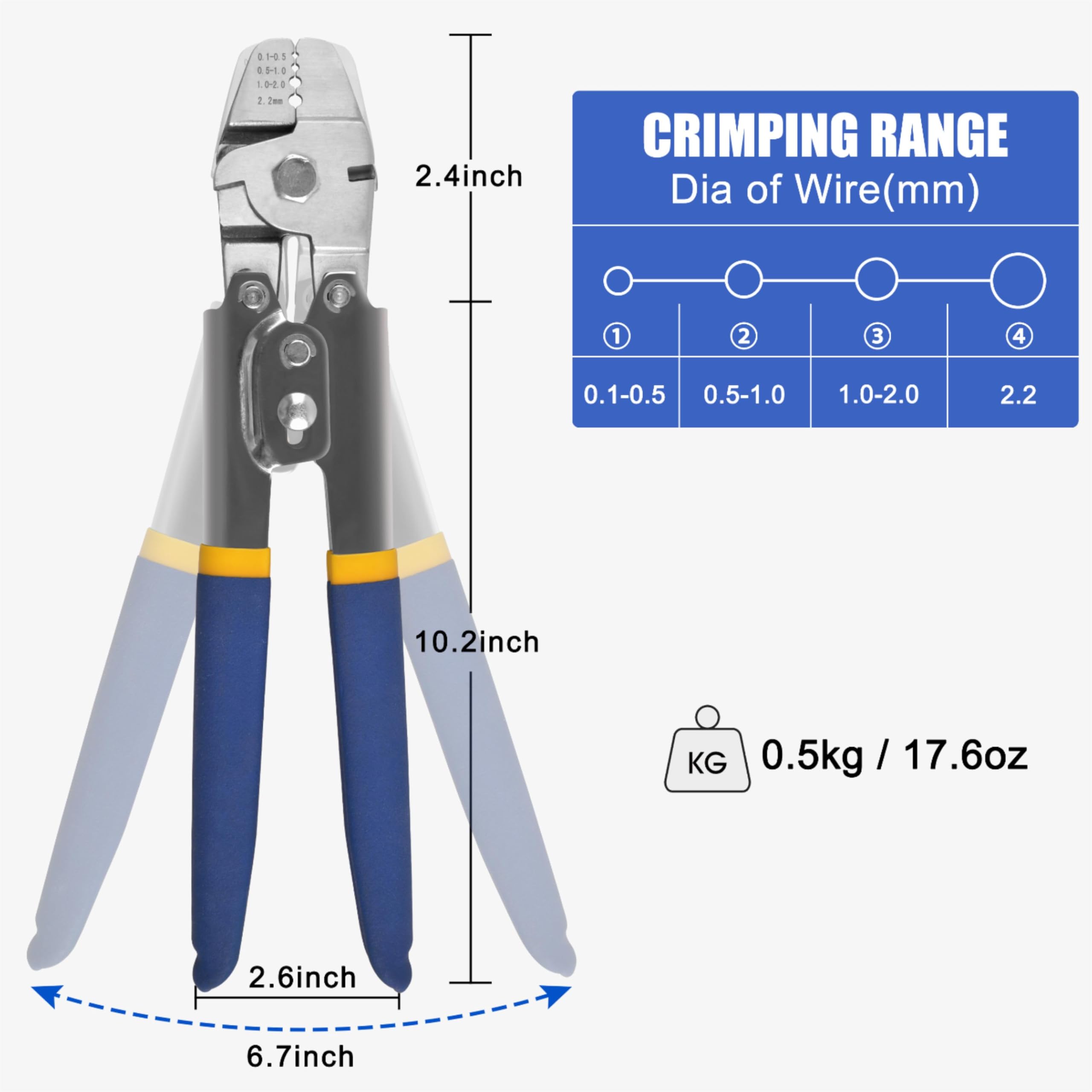 OROOTL Stainless Steel Fishing Crimping Tool Kit with 500pcs Crimp Sleeves - 4 Sizes for Fishing Line & Wire Rope - Perfect for Saltwater, Freshwater & DIY Fishing Gear Repair