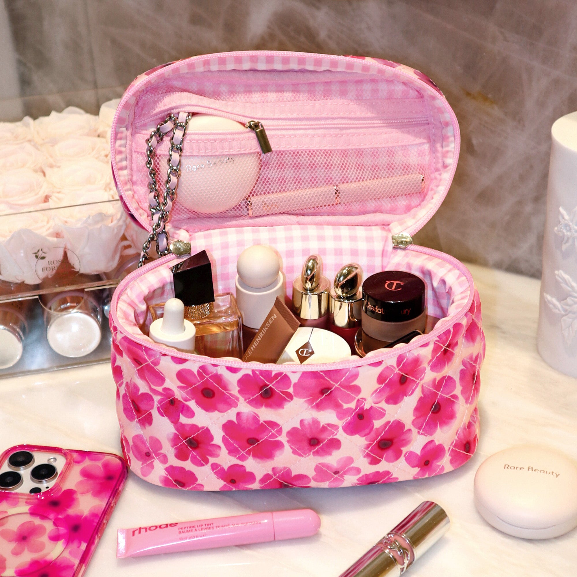 Cherry Blossom Vanity Bag - Elegant Floral Makeup Pouch for Women | Perfect for Travel, Cosmetics & Toiletries Storage | Cute Gift Idea for Her