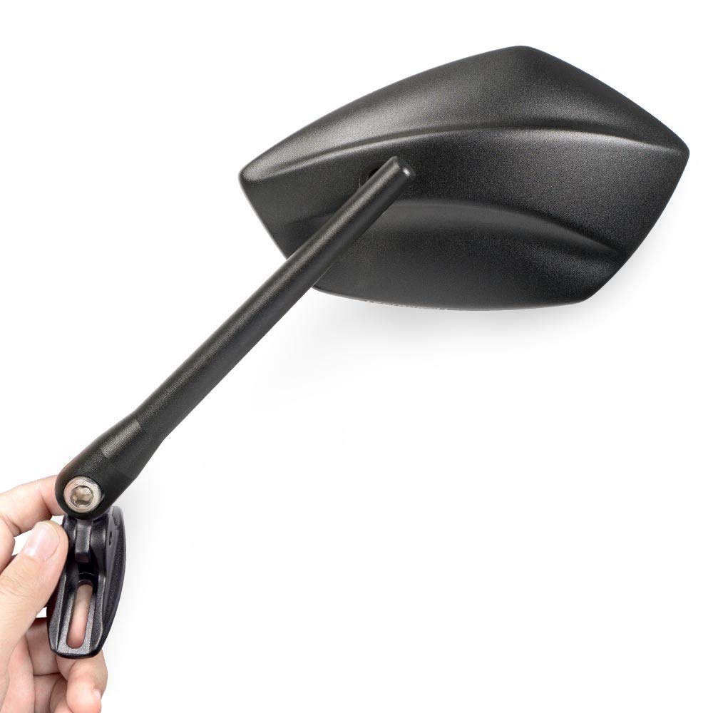 KiWAV Black Motorcycle Mirrors - PalmII Fairing Mount with Adapter for Sports Bikes | Durable & Vibration-Resistant for Highway Riding & City Commuting