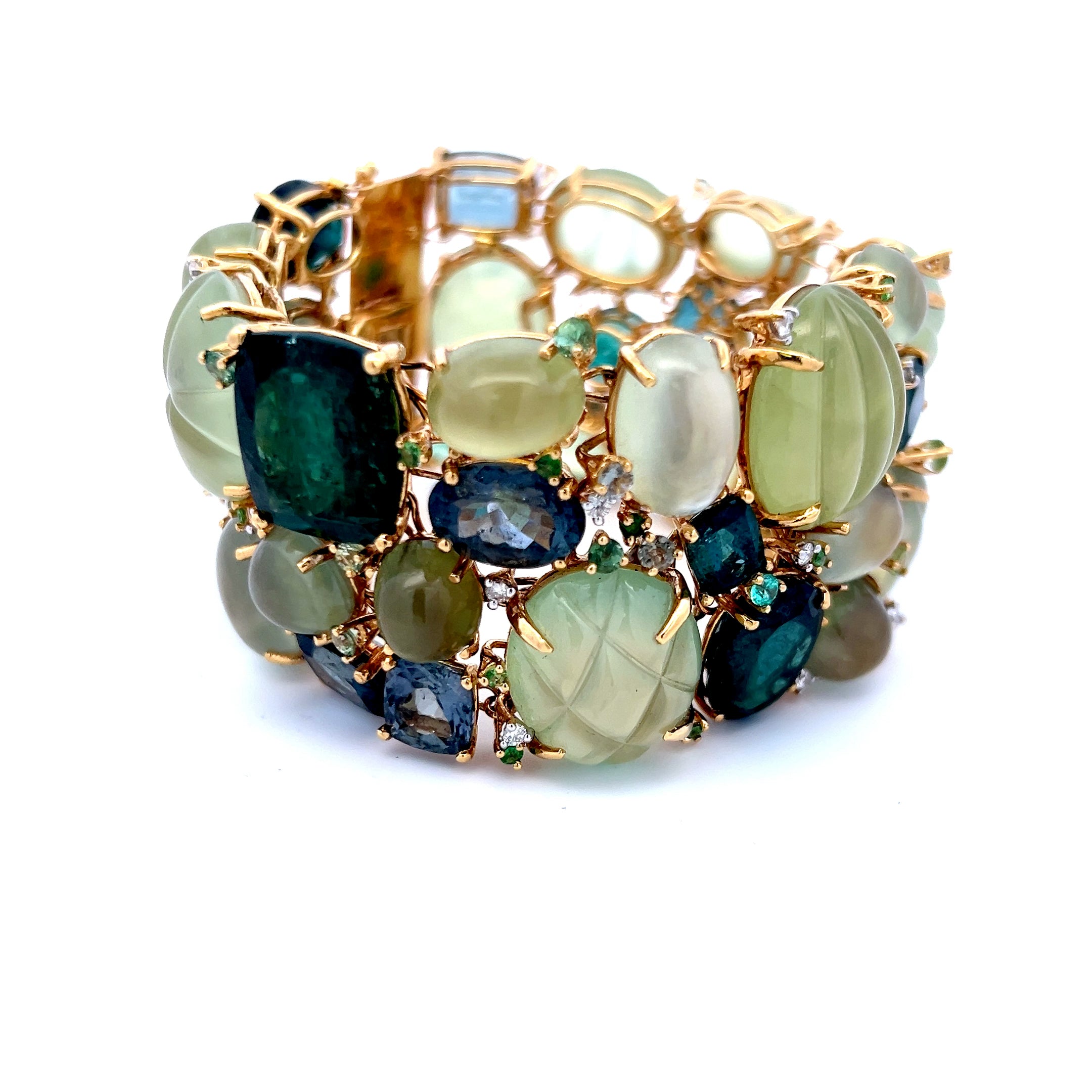 1.00 Carat Tourmaline & 0.35 Carat Diamond 18K Yellow Gold Multi-Gemstone Bracelet for Women - Elegant Jewelry Gift for Anniversary, Birthday & Special Occasions