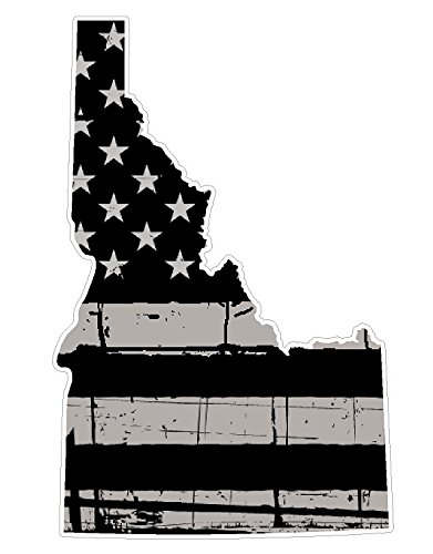 Idaho State N13 Premium Distressed Flag Vinyl Decal - Patriotic USA Black & White Sticker for Cars, Trucks, Windows, Laptops - Waterproof 5 Inch State Pride Decal - Perfect for Tailgating, College Dorms & American Pride Decor