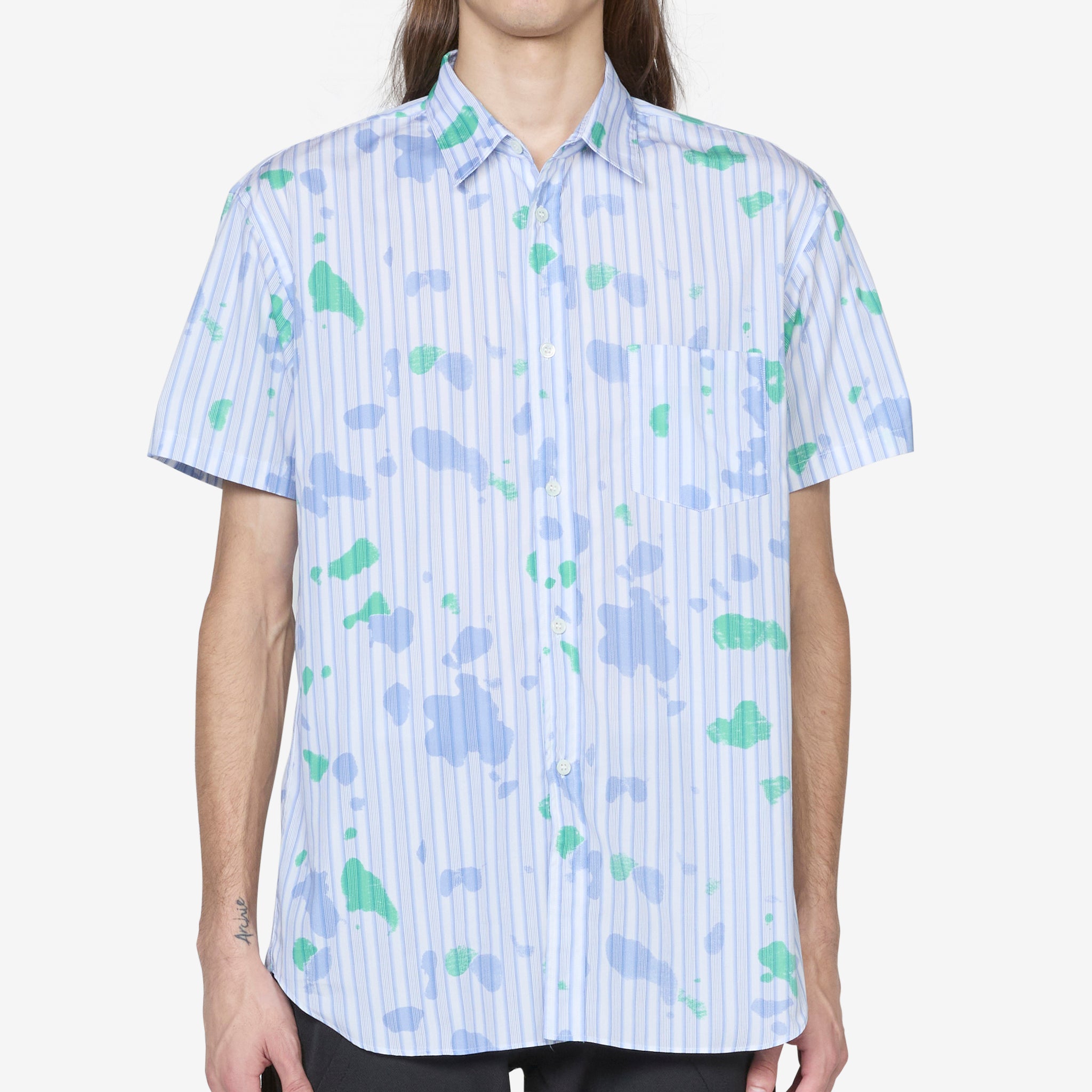 Men's Short Sleeve Spray Paint Graphic T-Shirt - Cool Striped Casual Tee for Streetwear & Urban Fashion