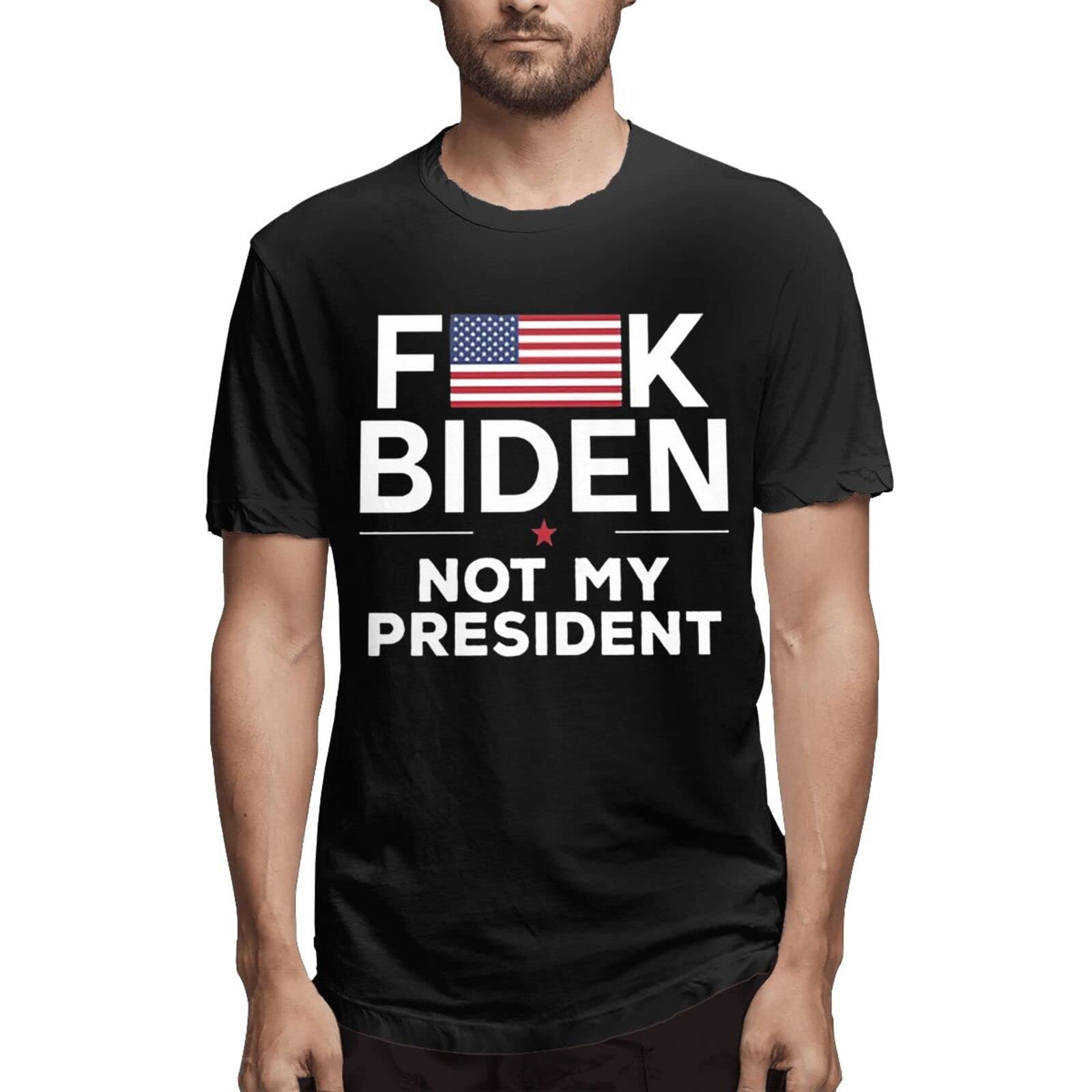 Not My President Fuck Biden T-Shirt - Men's Short Sleeve Crew Neck Tee for Political Protests & Casual Wear - Comfortable Sports Shirt for Activism & Street Style