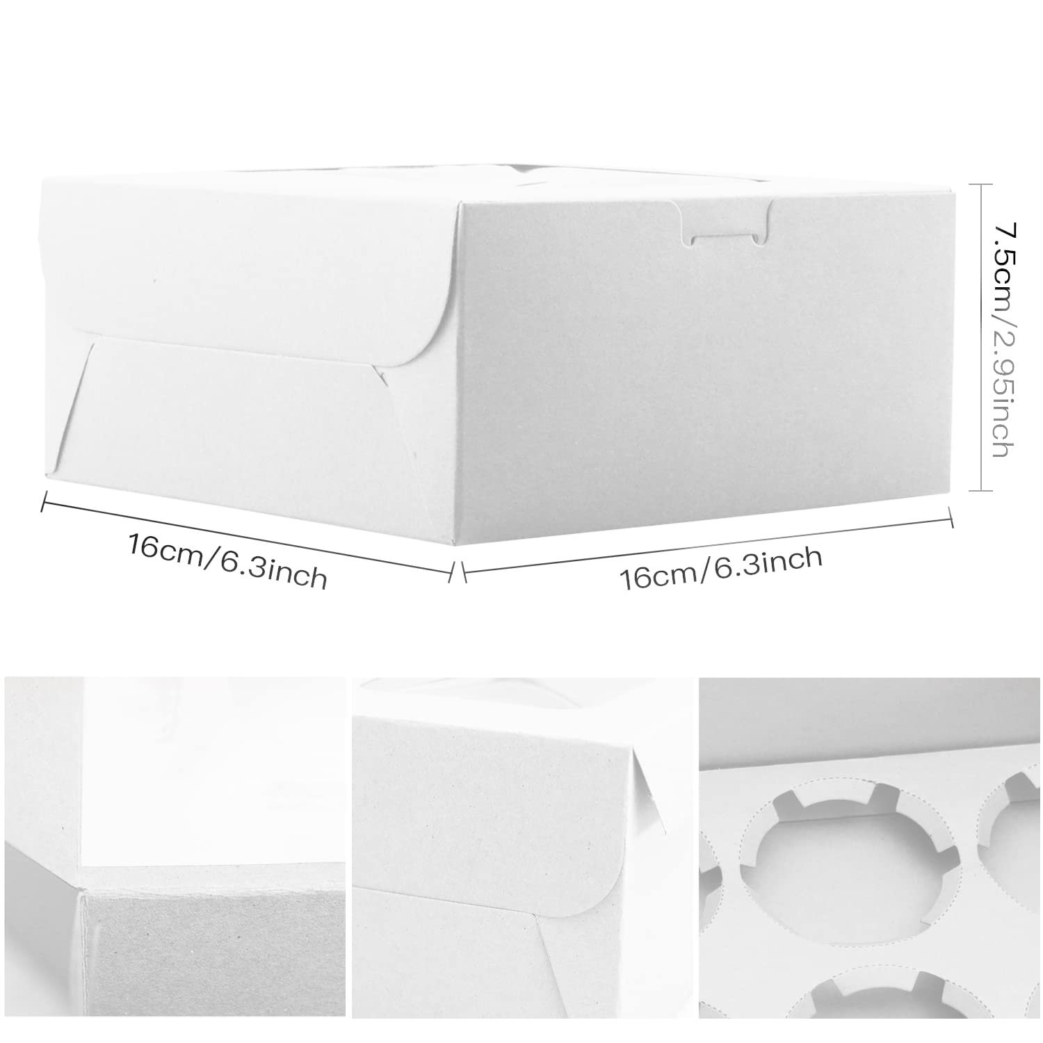 25-Pack 4-Cell Cupcake Boxes with Window - Portable Pastry Containers for Baking & Gifting