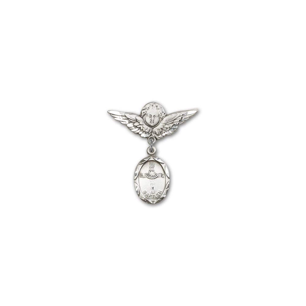 Diamond Jewelry NY Baby Baptism Badge with Angel Wing Charm - Perfect for Christening, First Communion & Special Occasions
