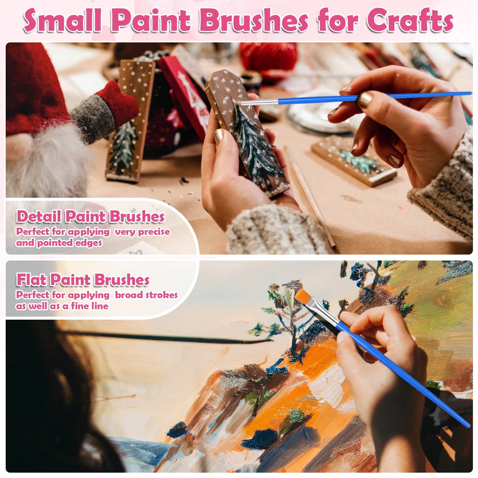 126 Pcs Small Paint Brushes Bulk Set - Flat & Round Pointed Artist Brushes for Kids, Classroom, Acrylic, Oil, Watercolor Painting - Perfect for Canvas Art, Face Painting & DIY Craft Projects