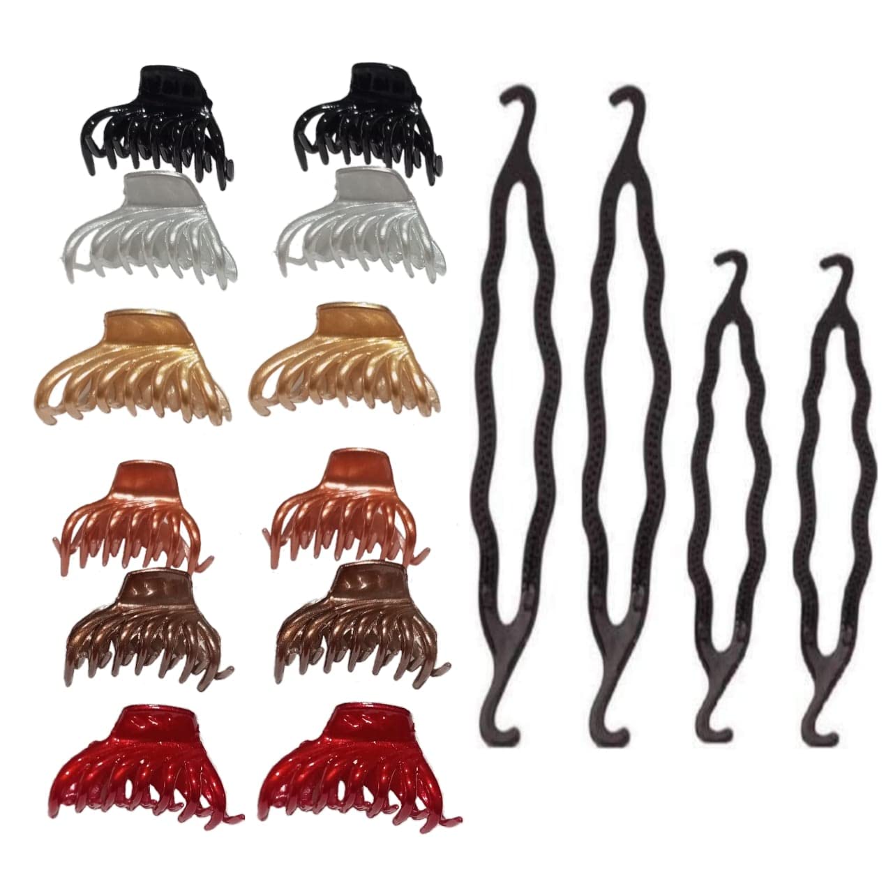Zintalic 12 Pcs Unbreakable Small Multicolor Hair Clips - 4 Puff Juda Maker Hair Claw Clutcher (05) for Women Girls, Perfect for School, Work, Party and Daily Hairstyling