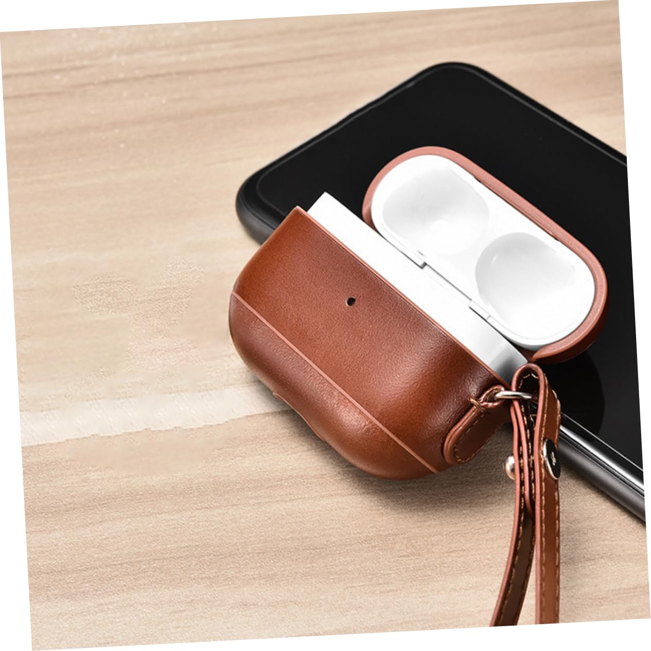 Artibetter Genuine Leather Earphone Case - Protective Pouch for AirPods & Wireless Earbuds - Portable Carrying Case with Premium Brown Leather - Perfect for Travel, Gym & Daily Use