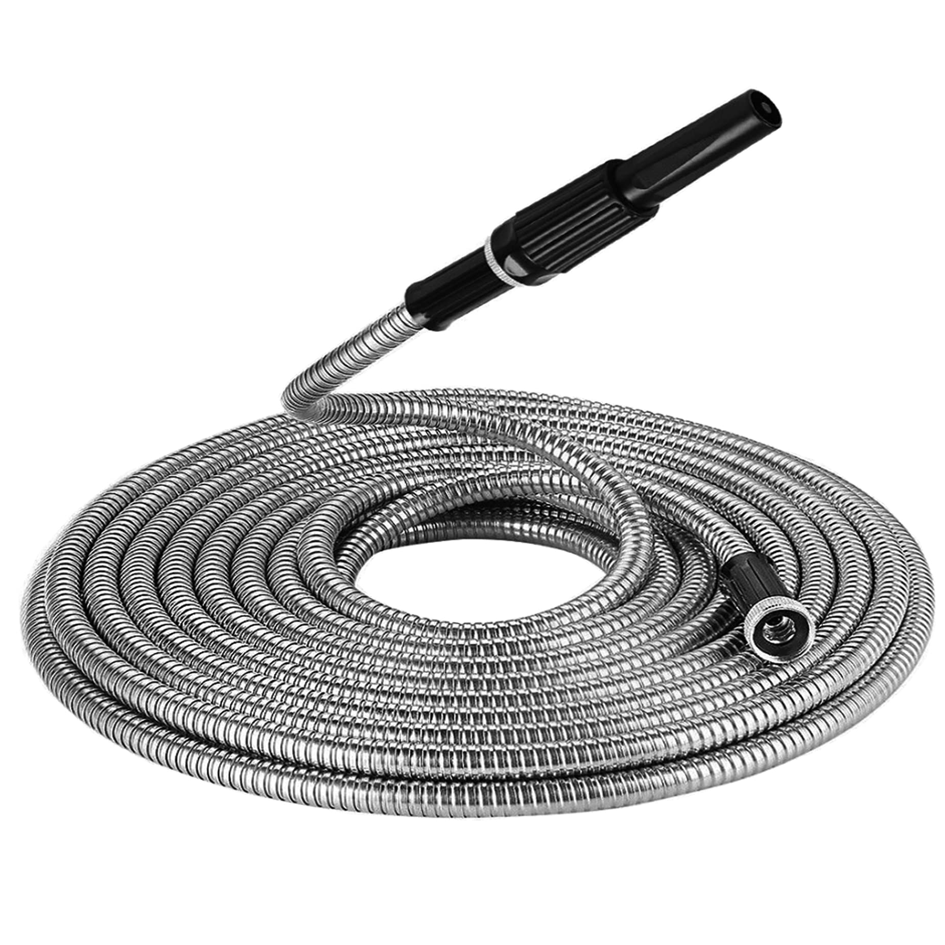 25 FT 304 Stainless Steel Garden Hose - Flexible, Lightweight & Durable Metal Water Pipe for Indoor/Outdoor Use - Perfect for Lawn Care, Car Washing & Gardening