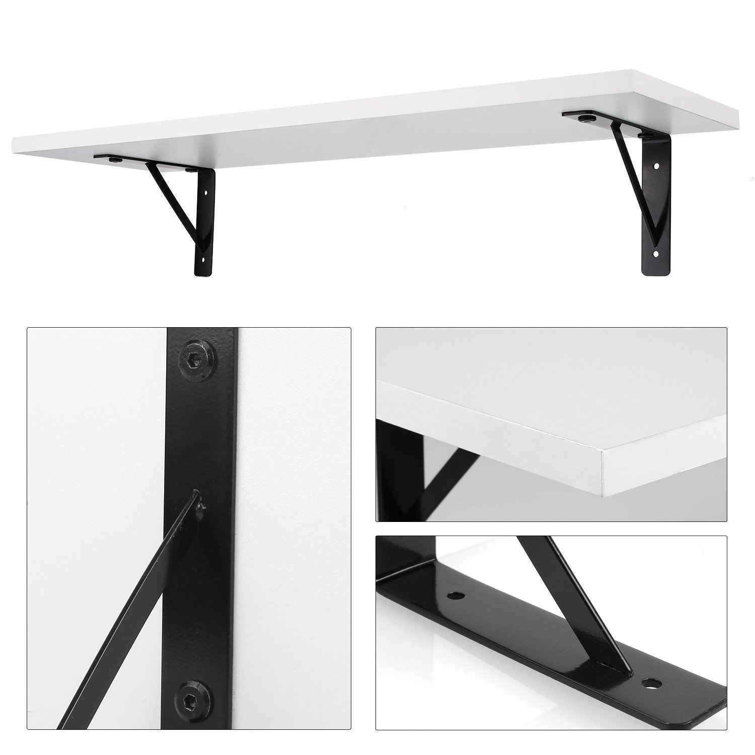 Floating Shelves Wall Mounted - Mytunes 2 Display Ledge Shelf with Bracket for Pictures, Frames & Home Decor - Modern White Wall Shelves for Living Room, Bedroom & Office Organization