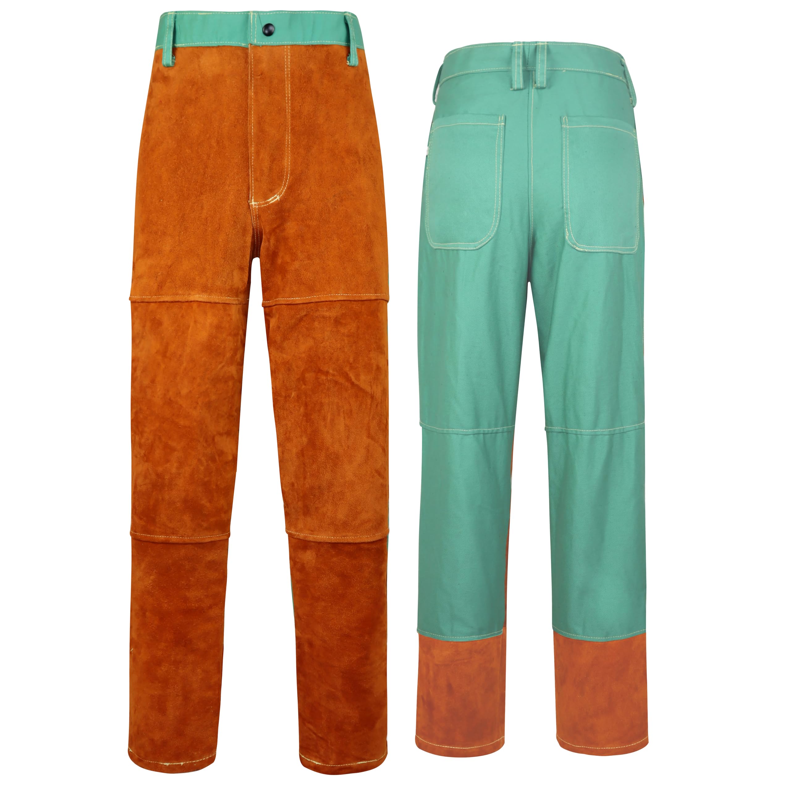 ANTAITHER Heat & Flame Resistant Leather Welding Pants - Heavy Duty Cowhide FR Safety Work Trousers for Welders, Blacksmiths & Industrial Workers