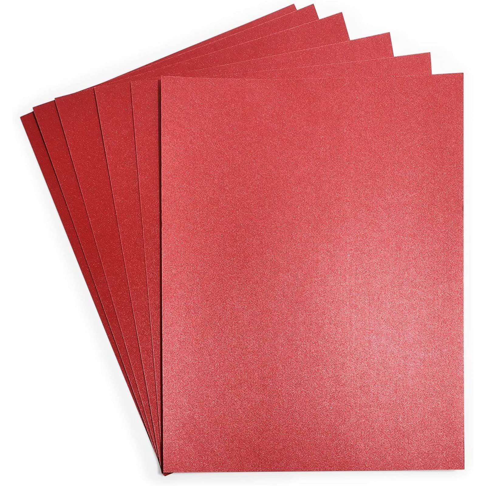 Paper Junkie Red Shimmer Metallic Craft Paper - 8.5 x 11 Inch, 50 Sheets Pack - Perfect for Scrapbooking, Card Making & DIY Decorations
