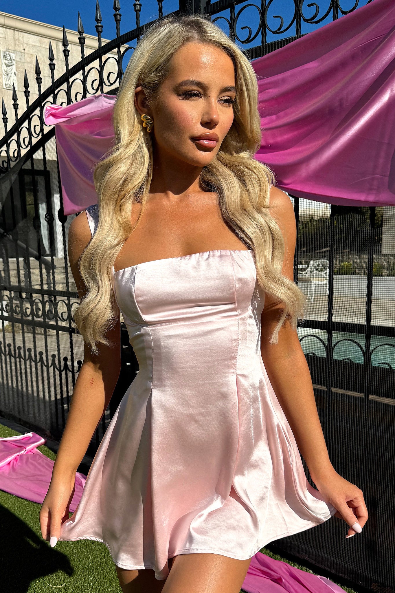 Edina Dress - Elegant Pink Flowy Midi Dress for Women | Perfect for Casual Outings, Date Nights & Summer Parties