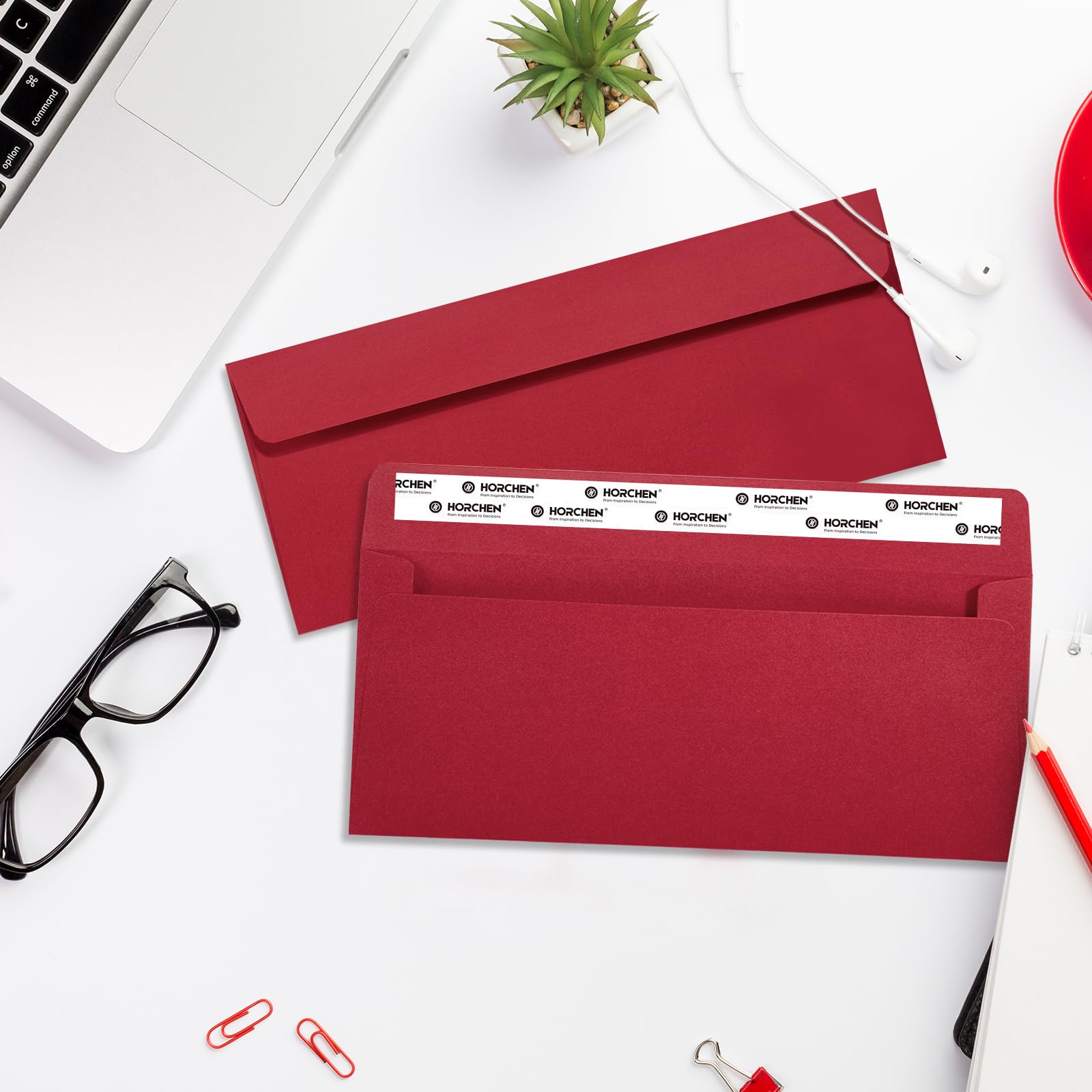 100 Red #10 Self Seal Business Envelopes - 4.125