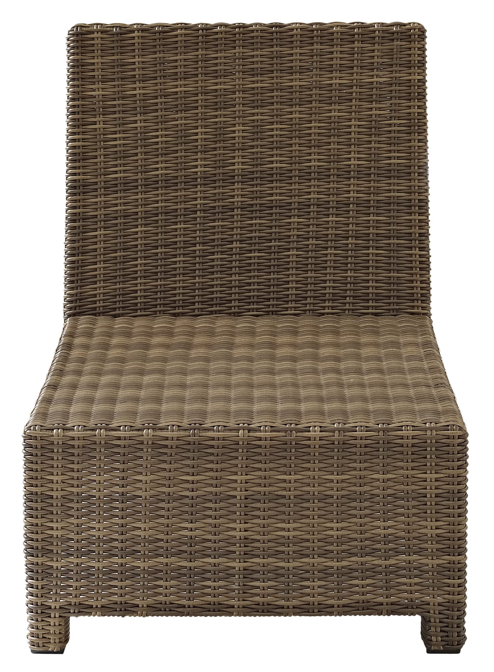 Crosley Bradenton Armless Outdoor Sectional Chair - All-Weather Wicker Patio Furniture with Gray Cushions for Porch, Deck, Backyard & Poolside Relaxation | Brown Rattan Sofa for Outdoor Living Spaces