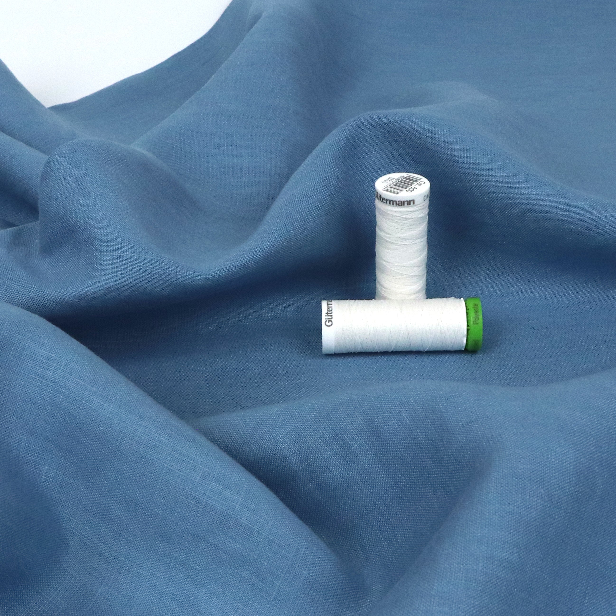 Premium Pure Linen Fabric - Natural Flax Material in Classic Blue (62cm Wide) - Perfect for DIY Sewing, Home Decor & Fashion Projects