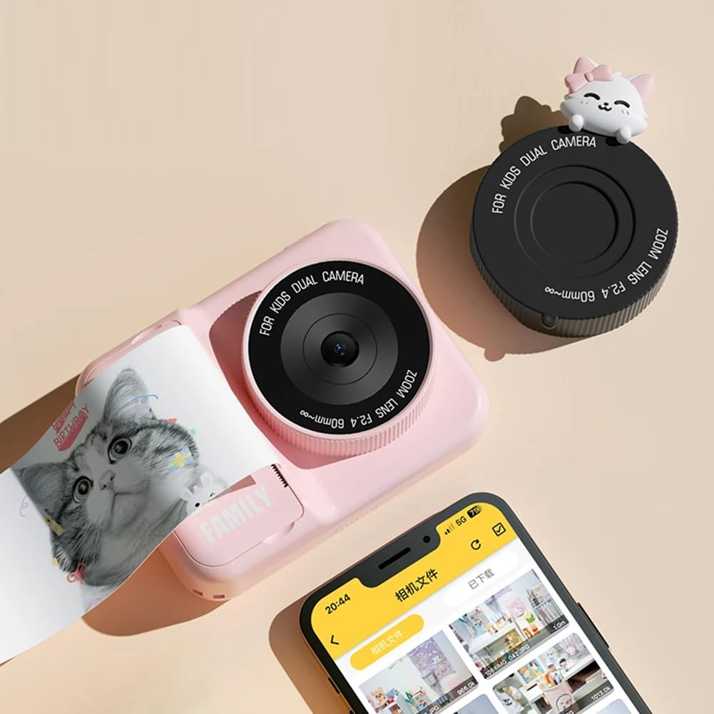 Casio Kids Instant Print Camera - 3 Inch Screen, WiFi HD Digital Camera with 48MP Dual Lens & Thermal Photo Paper (Pink) - Easy to Use & Install - Perfect for Birthday Parties, Travel & Family Memories
