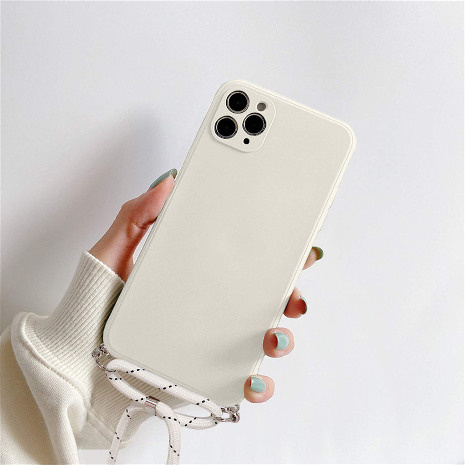 Liquid Silicone iPhone 11 Pro Max Case with Adjustable Crossbody Lanyard - Shockproof Protective Cover with Microfiber Lining for Women | Perfect for Everyday Use, Travel, and Hands-Free Convenience