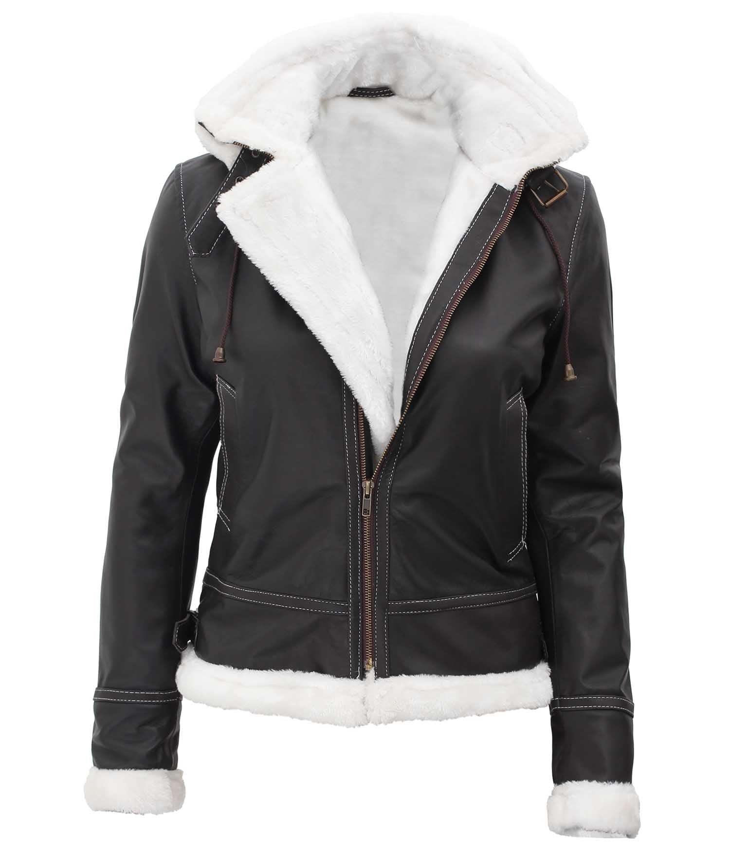 Vintage Shearling Leather Jacket for Women - Genuine Winter Coat with Classic Style | Warm & Stylish Outerwear for Cold Weather, Travel & Casual Outfits