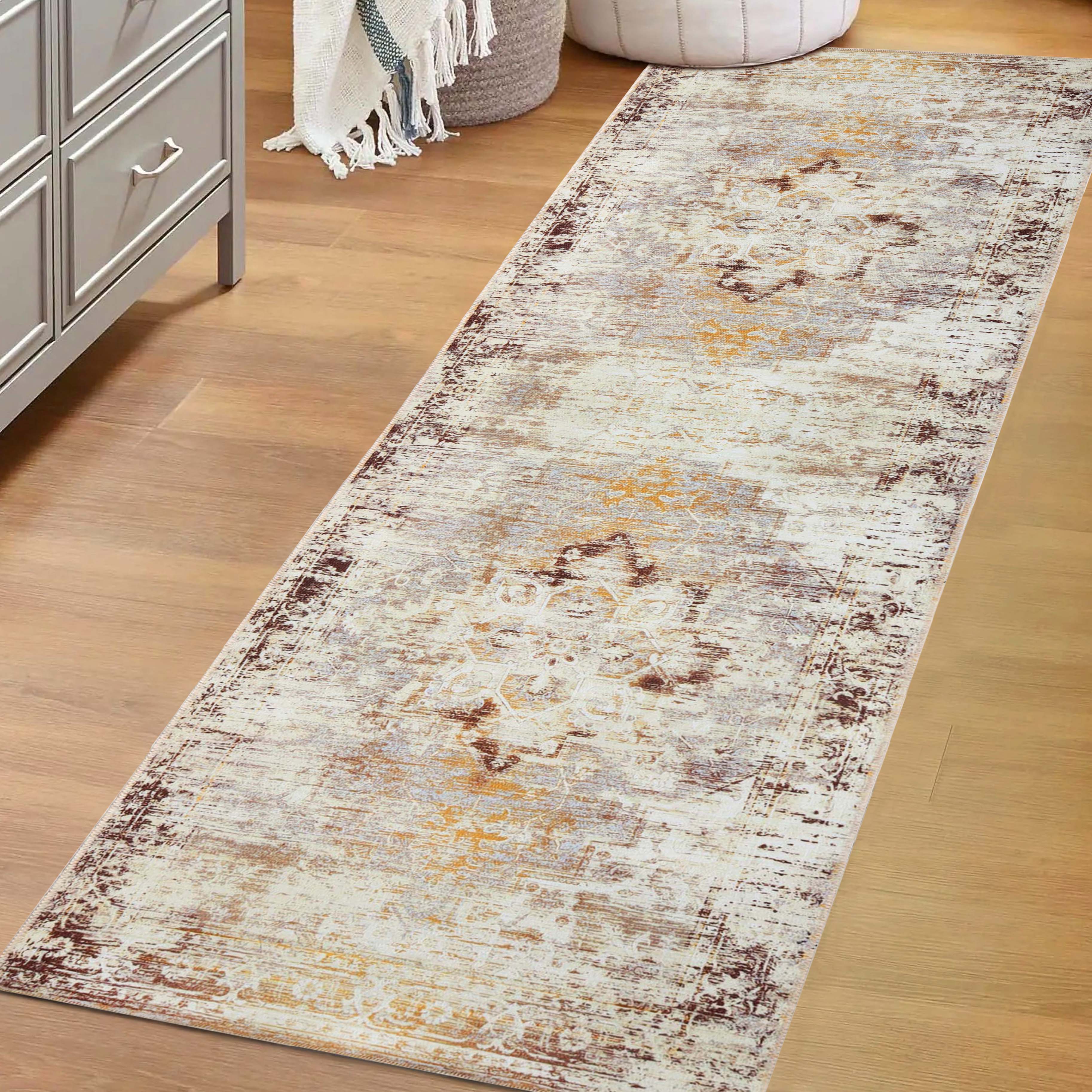 Dove Rustic Machine Washable Indoor Area Rug - Soft Non-Slip Living Room Carpet, Bedroom Runner Rug for Home Decor (5x8 ft, Beige) | Perfect for Cozy Spaces, Entryways & High Traffic Areas