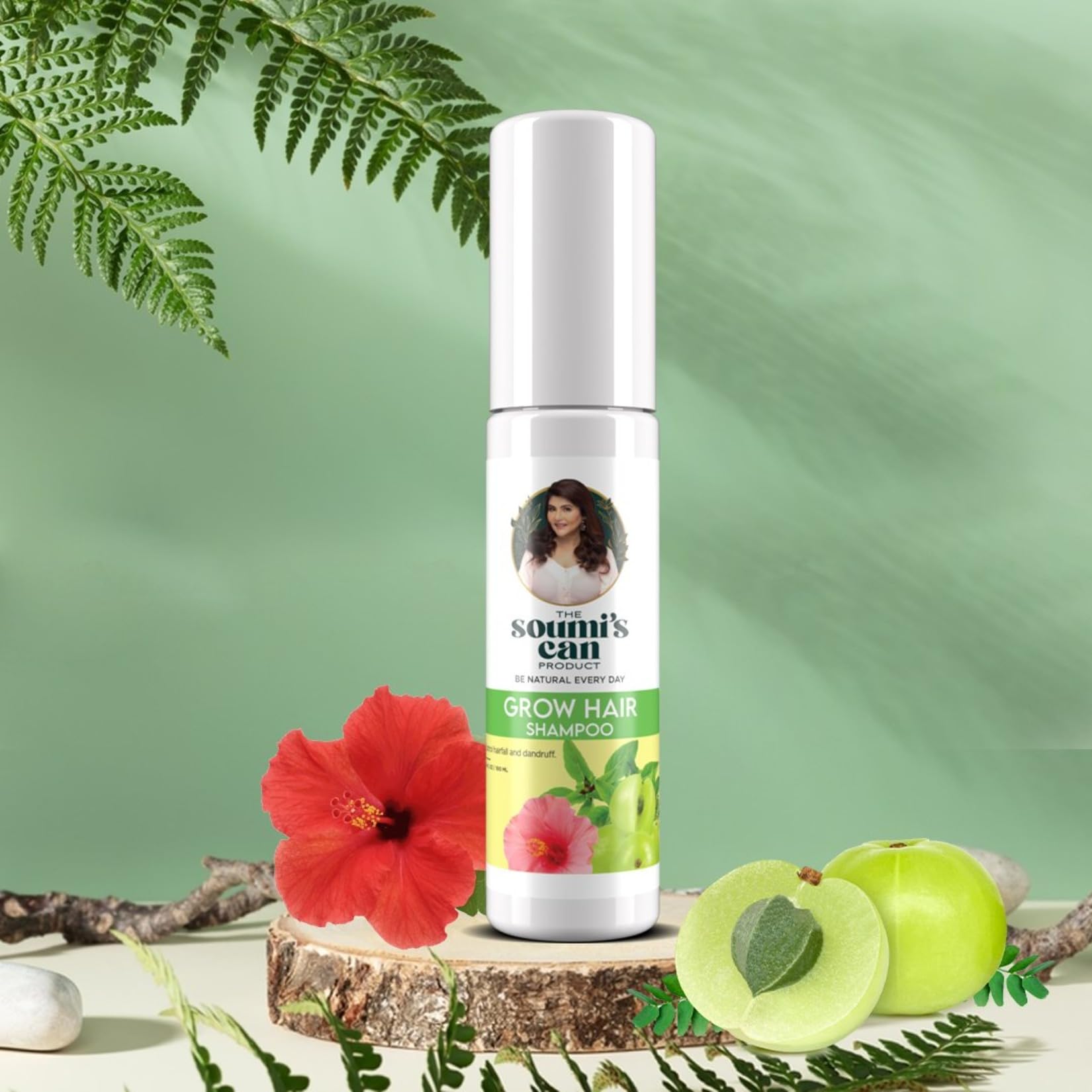 SOUMI'S CAN Grow Hair Shampoo with Tulsi, Amla & Hibiscus - Anti Hair Fall & Dandruff Control Shampoo - Volumizing & Nourishing Herbal Formula for Women & Men - 100ml (Pack of 2) - Perfect for Daily Hair Care & Scalp Health
