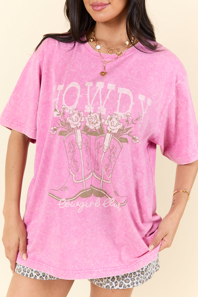 Howdy Pink Graphic Tee - Vintage Western Style Cotton T-Shirt for Women | Perfect for Casual Wear, Music Festivals & Western Theme Parties