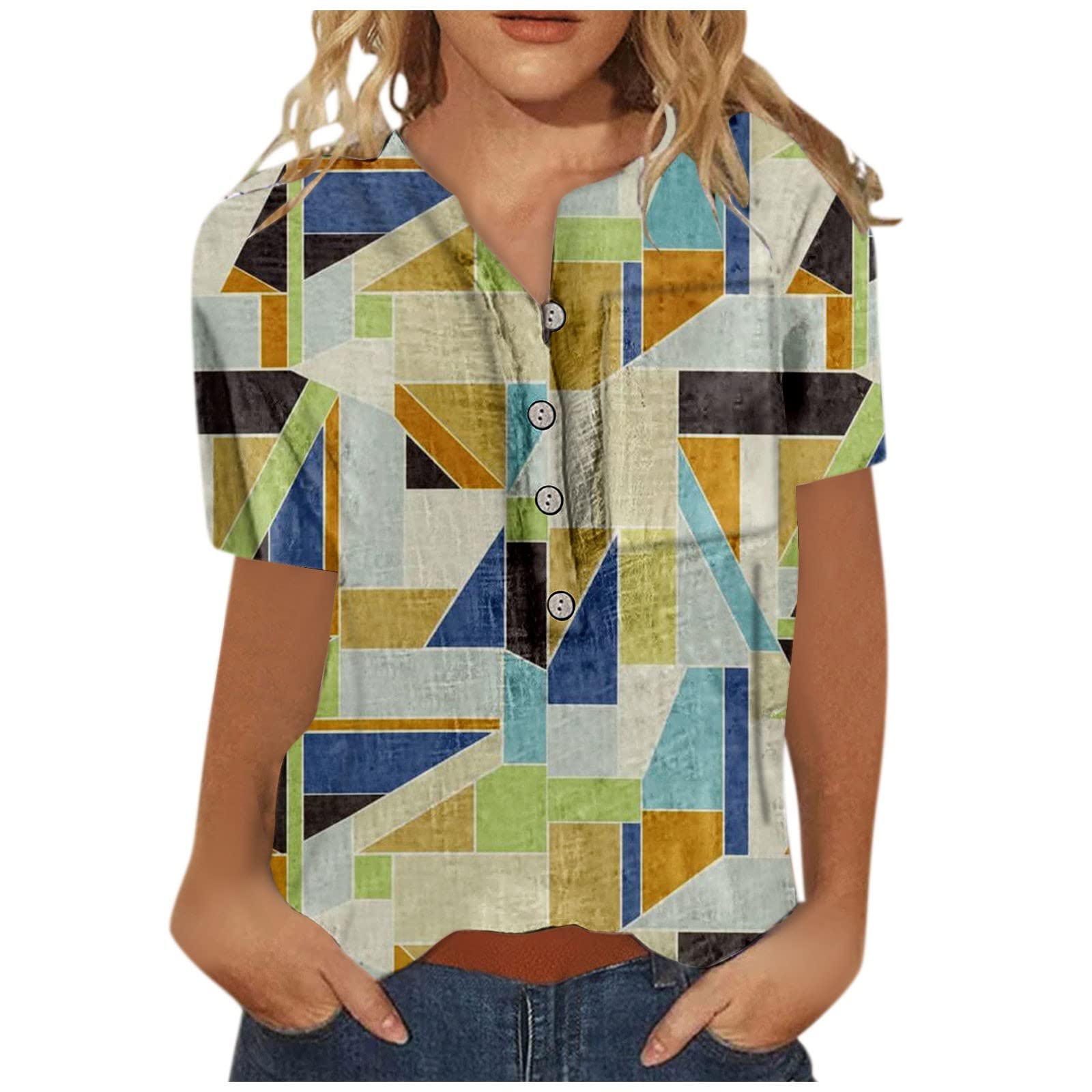 MIANHT Women's Summer Dresses - Casual Floral Printed Short Sleeve Shirt Dress | Perfect for Beach Vacation, Outdoor Picnic & Summer Party Outfits