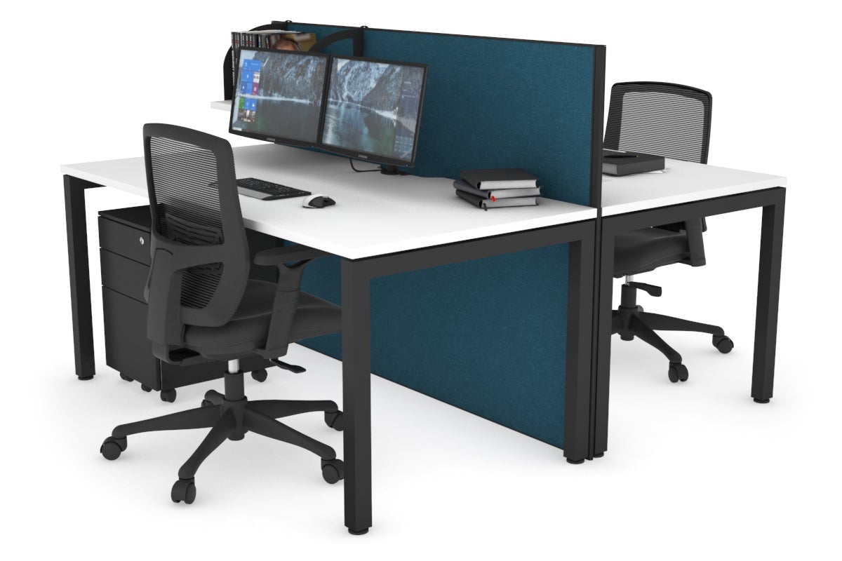 Horizon Quadro 2-Person Office Workstation Bench with Square Legs - 1600L x 800W Dimensions, Cable Management Scallop - Perfect for Collaborative Workspaces & Modern Offices