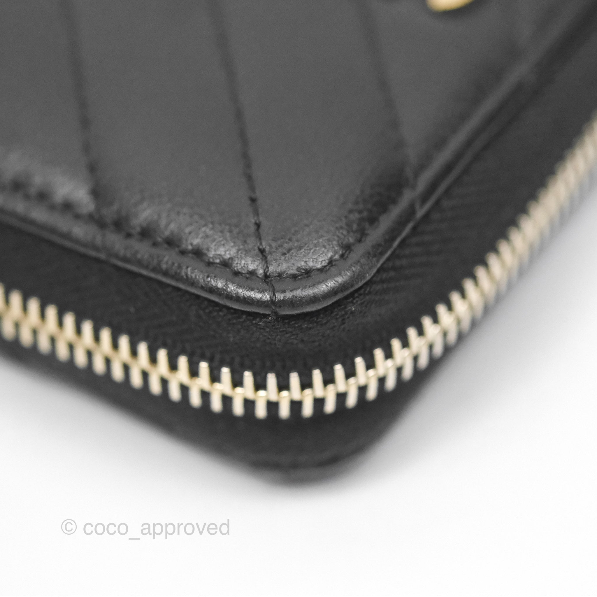 Chanel Chevron Zipped Coin Purse - Black Lambskin with Gold Hardware | Luxury Small Wallet for Women | Perfect for Parties, Travel & Everyday Use