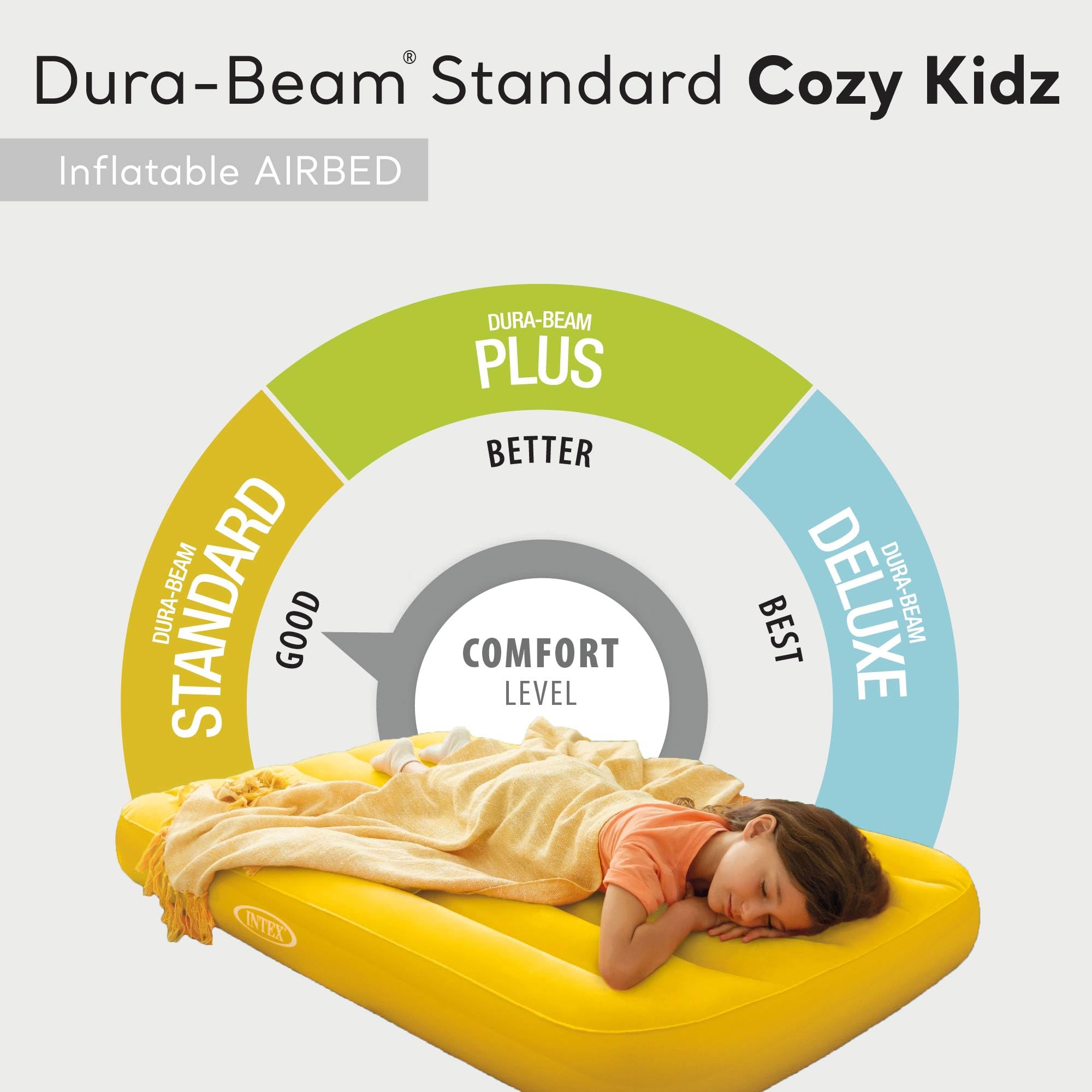 Intex 66803EP Cozy Kidz Inflatable Airbed - 6 Pack Fiber-Tech Air Mattress with Velvety Soft Surface & Carry Bag - 34.5