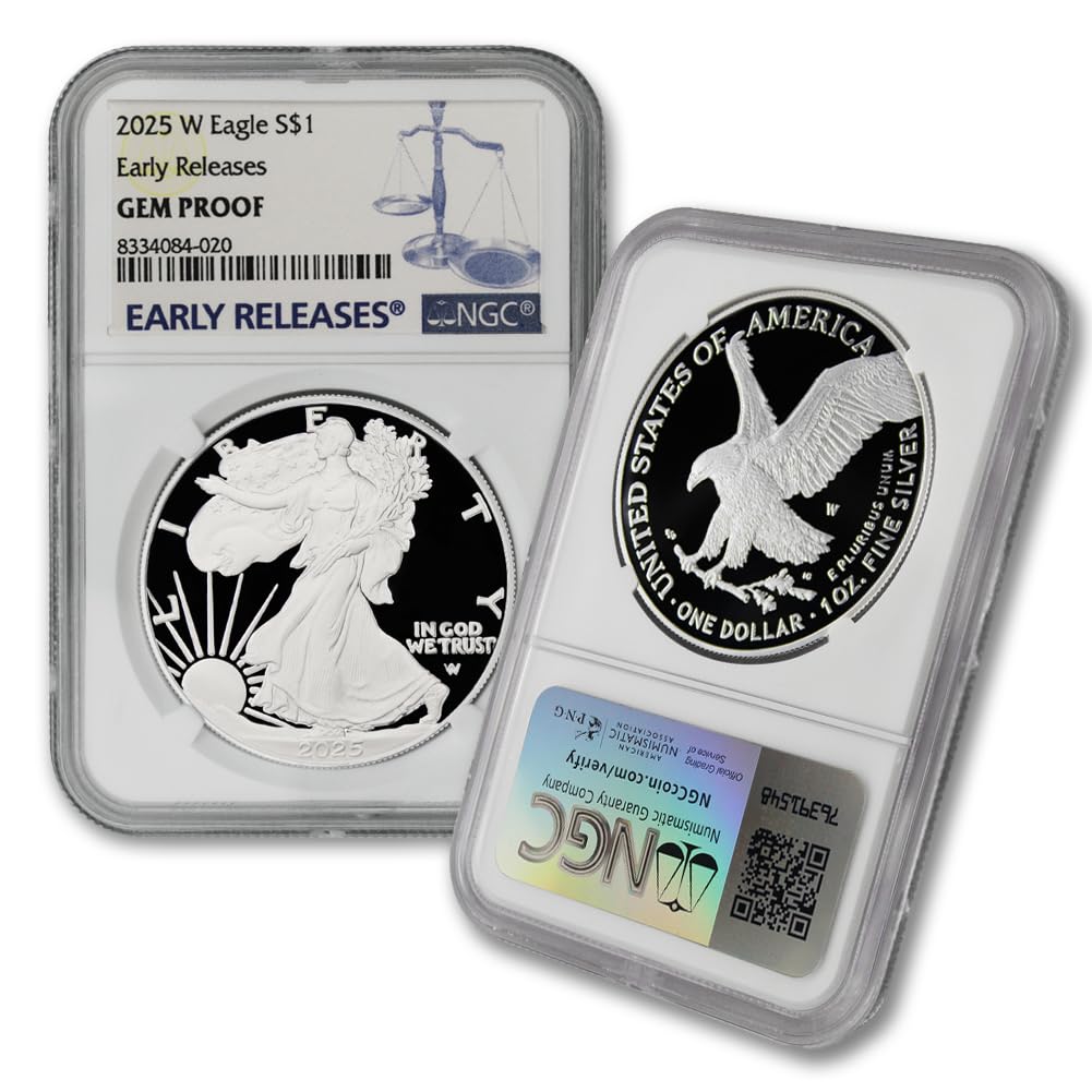 2025 1 oz American Silver Eagle Proof Coin - $1 NGC GEMPF (Early Releases) | Collectible Silver Coin for Investment & Gifts | Perfect for Coin Collectors, Investors & Special Occasions
