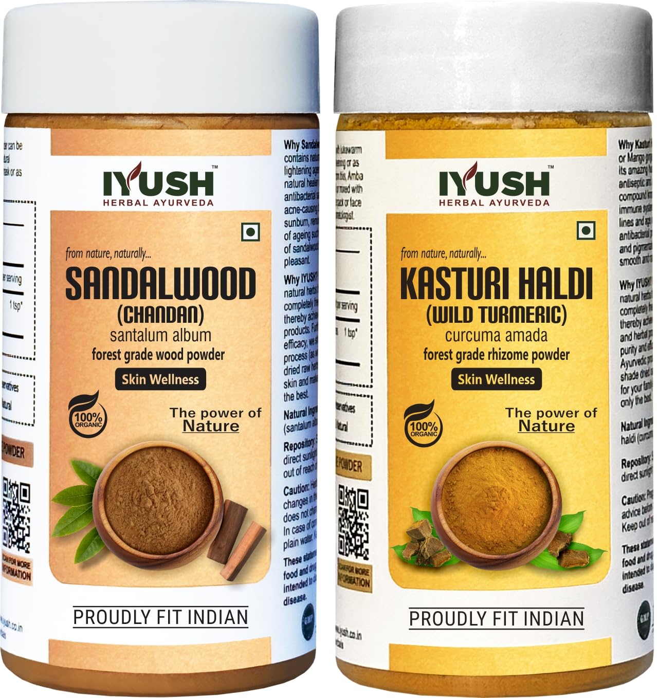 Pure IYUSH Ayurvedic Kasturi Haldi & Sandalwood Powder - 100g | Organic Turmeric Face Mask for Glowing Skin | DIY Beauty & Skincare Routine