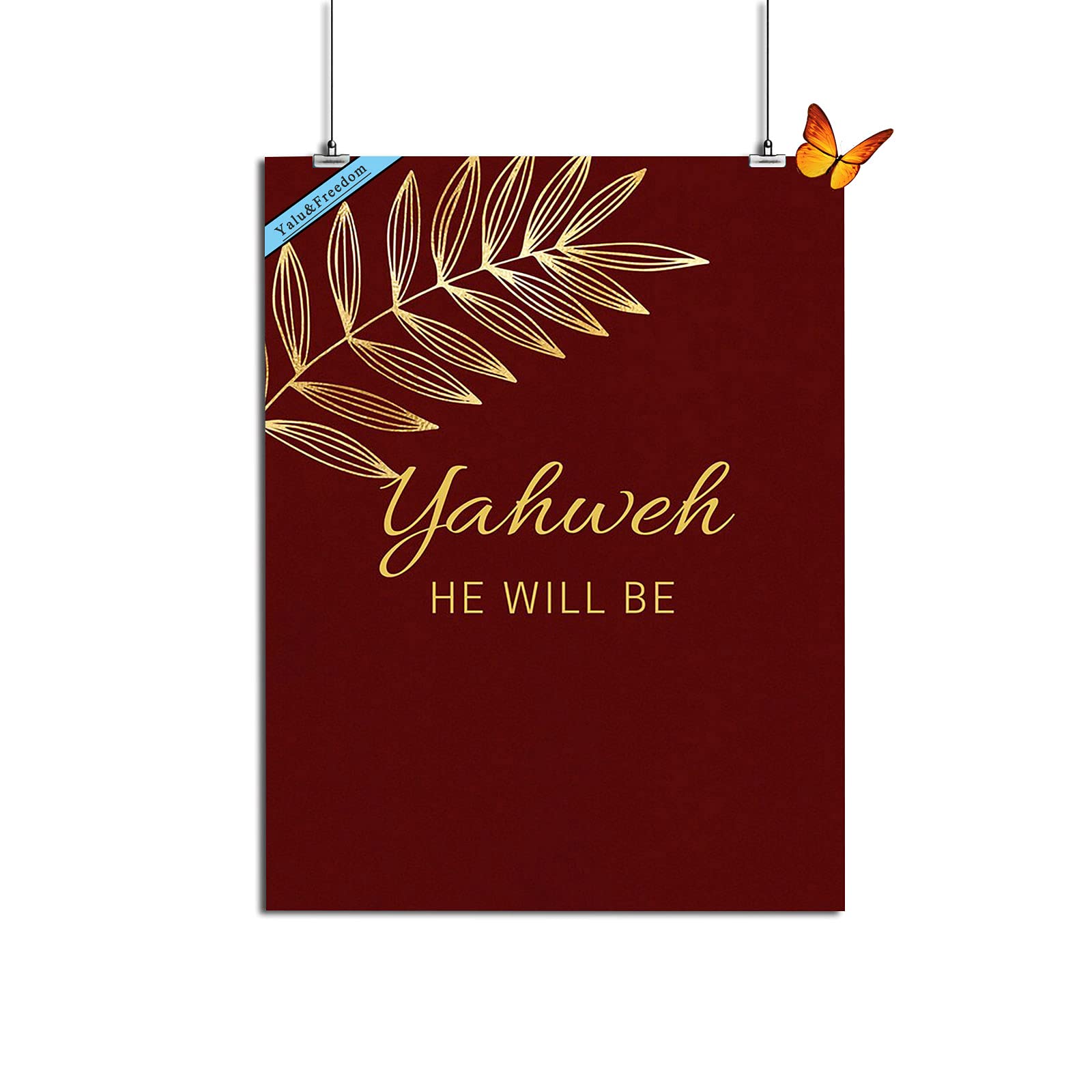 Modern Canvas Wall Art - Yahweh Hebrew Name of God with English Meaning 'HE Will Be' - 16x24 Inch Paris Themed Bedroom Decor for Kids & Adults - Perfect for Nursery, Dorm Room or Spiritual Home Decor