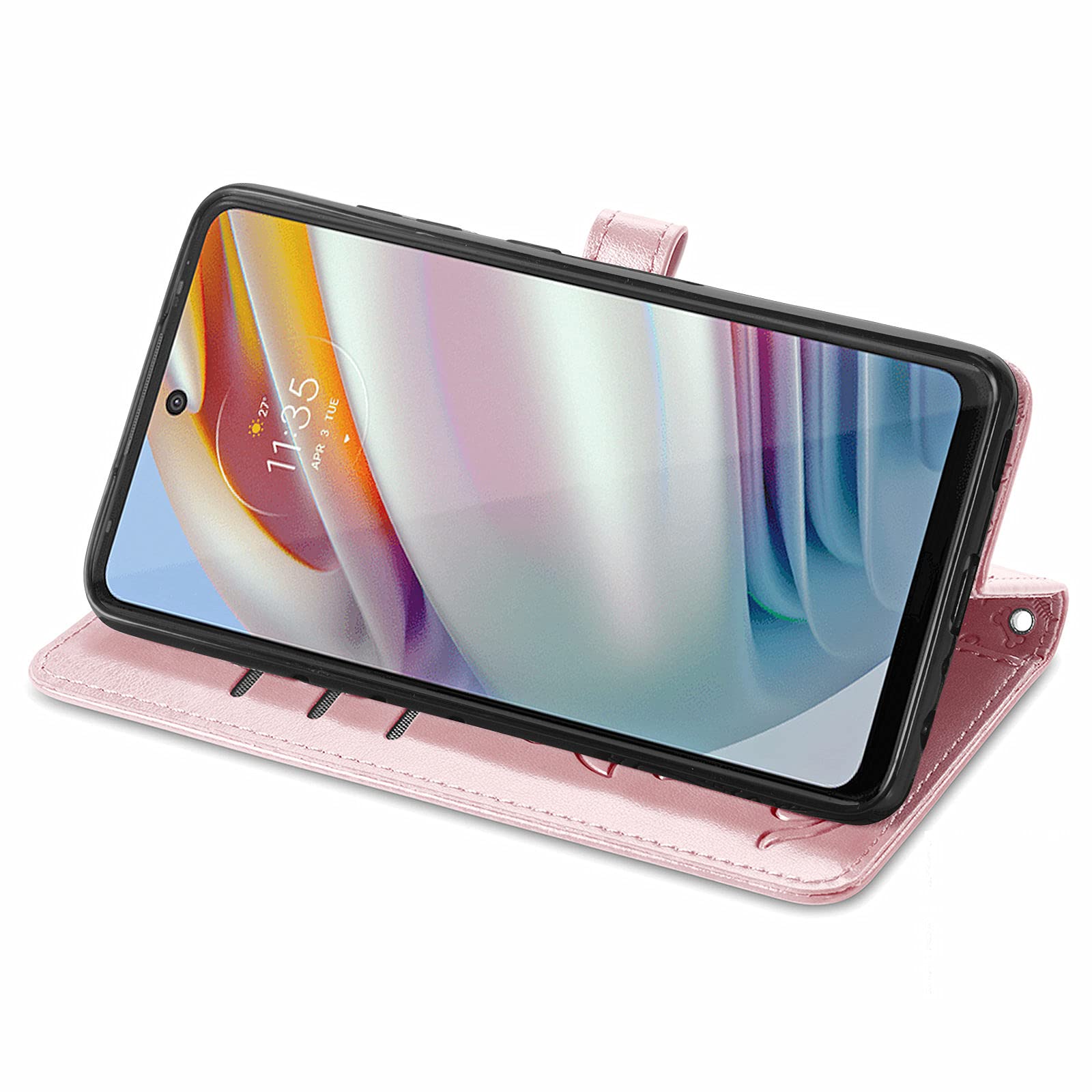 Cute Cartoon Wallet Case for Motorola Moto G60 - Cat & Dog Style Flip Phone Cover with ID Card Holder, PU Leather Protective Case (Rose Gold) - Perfect for Daily Use, Travel, and Work