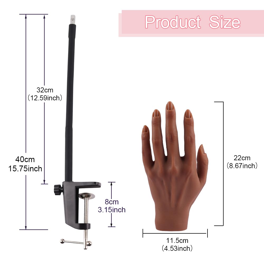 Professional Silicone Practice Hand for Acrylic Nails - Adjustable Mannequin Hand for Nail Art Training, Perfect for DIY Nails, Beginners & Salon Artists - Ideal for Home Practice, Nail School & Professional Use