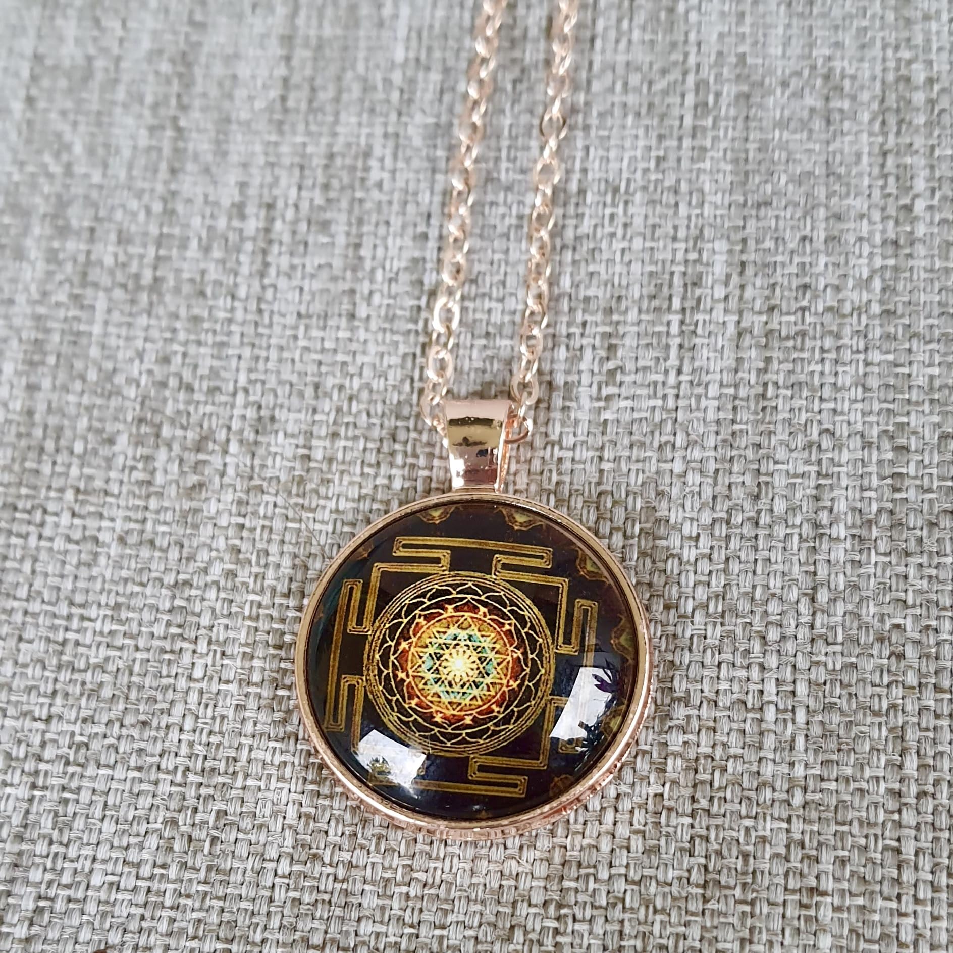 Gold Sri Yantra Sacred Geometry Necklace for Men & Women - Spiritual Meditation Jewelry with Healing Properties | Yoga, Chakra Balancing & Mindfulness Accessory