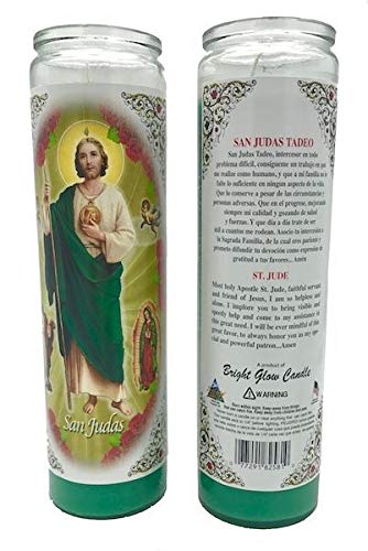 St. Jude Thaddeus Prayer Candle - San Judas Tadeo 7 Day Glass Jar Candle (6 Pack) - 8 Inch Religious Candles for Home Altar, Church & Spiritual Blessings