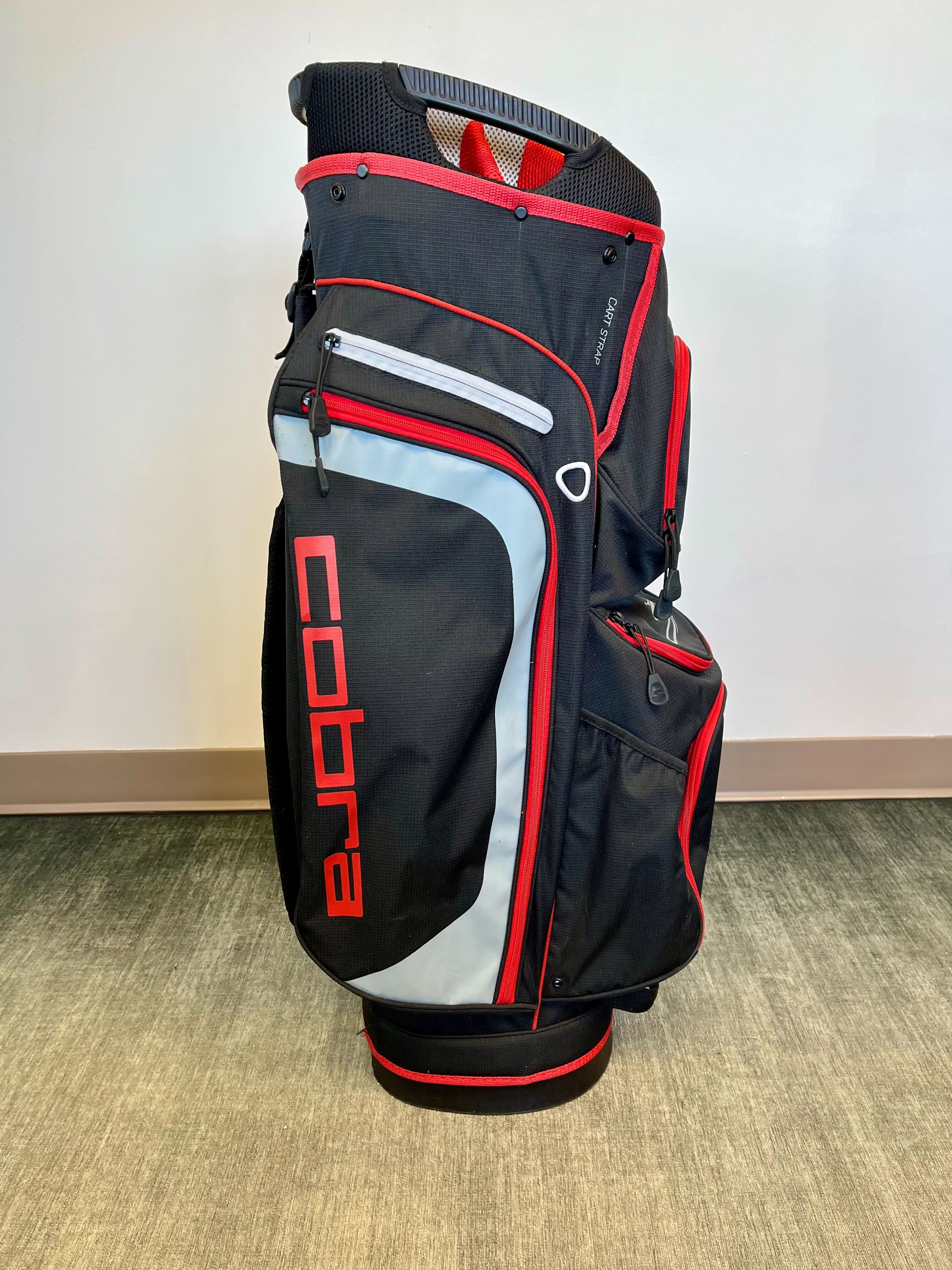 Premium Cobra Golf Cart Bag - 13 Dividers, 7 Pockets, Adjustable Strap & Waterproof Rain Cover - Ideal for Golfers & Country Club Use