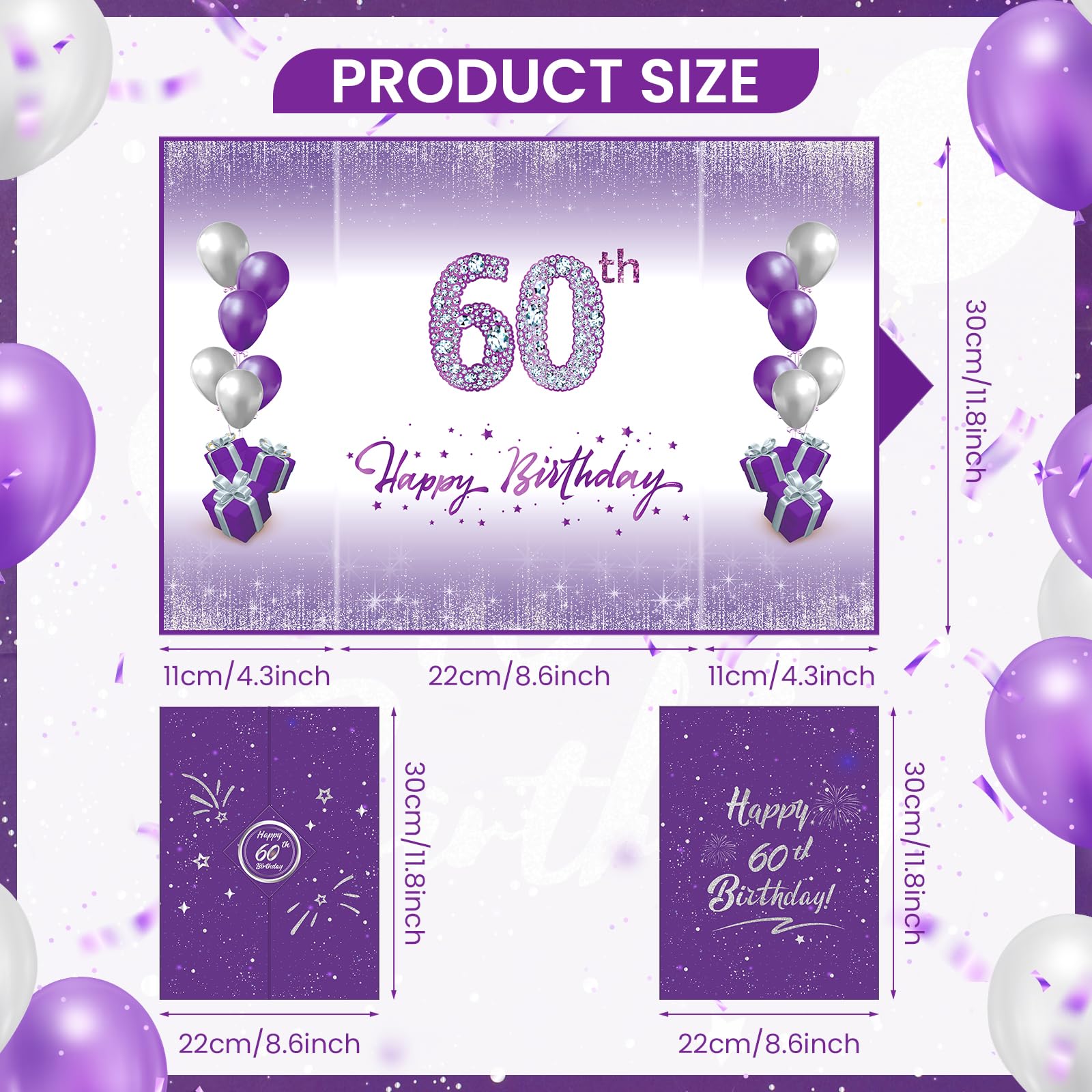 Purple & Silver 60th Birthday Party Decorations Set - Unique Guest Book Alternative for Women & Men - Perfect for 60th Anniversary Celebrations, Gifts, and Party Supplies | Great for Milestone Birthday Decor, Signature Keepsake, and Special Occasion Favors