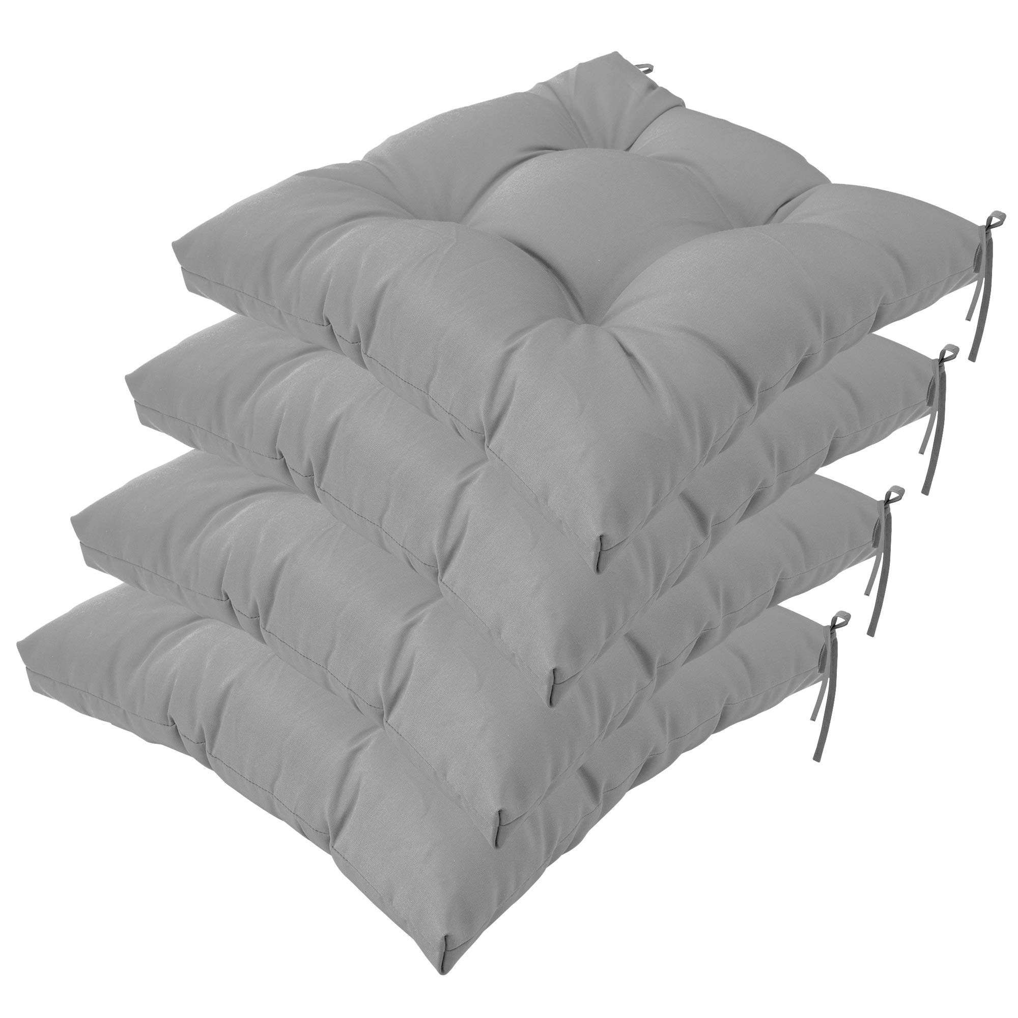 QILLOWAY 19-Inch Square Patio Cushions - Set of 4, Waterproof Indoor/Outdoor Seat Cushions for Chairs, Benches & Furniture - Comfortable & Durable (Grey) - Perfect for Backyard, Deck, Poolside & Garden Relaxation