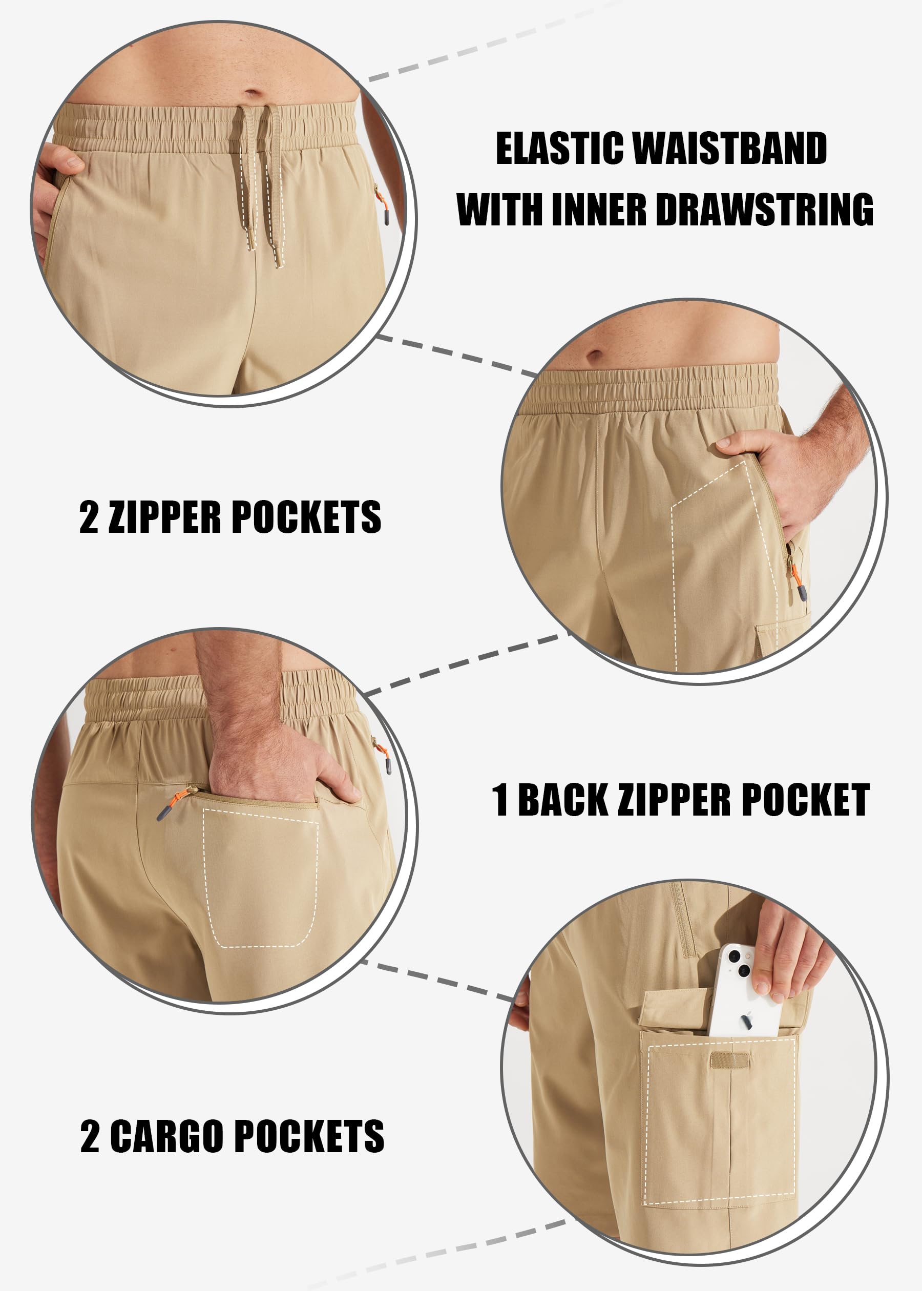 **Libin Men's Hiking Cargo Shorts - Lightweight Quick-Dry Athletic Shorts for Golf, Outdoor & Active Wear with Zipper Pockets - Perfect for Camping, Running & Travel**