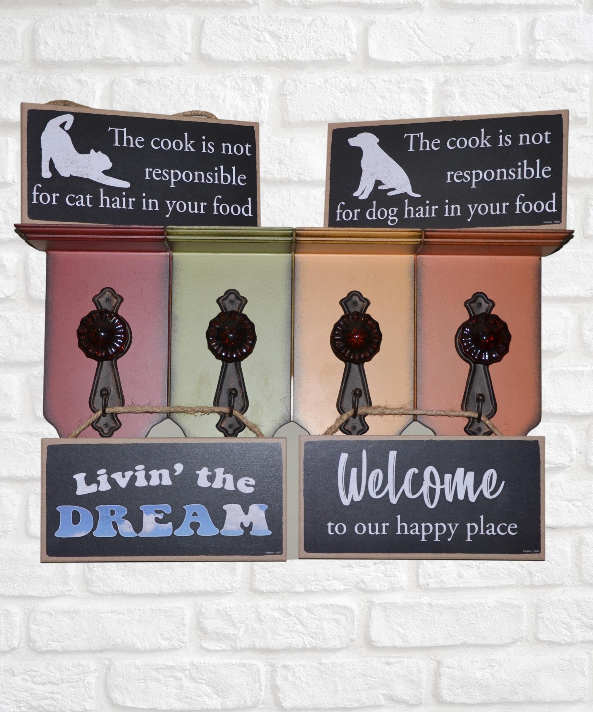 Happy Place Wood Wall Sign - Rustic Home Decor for Living Room, 5x10