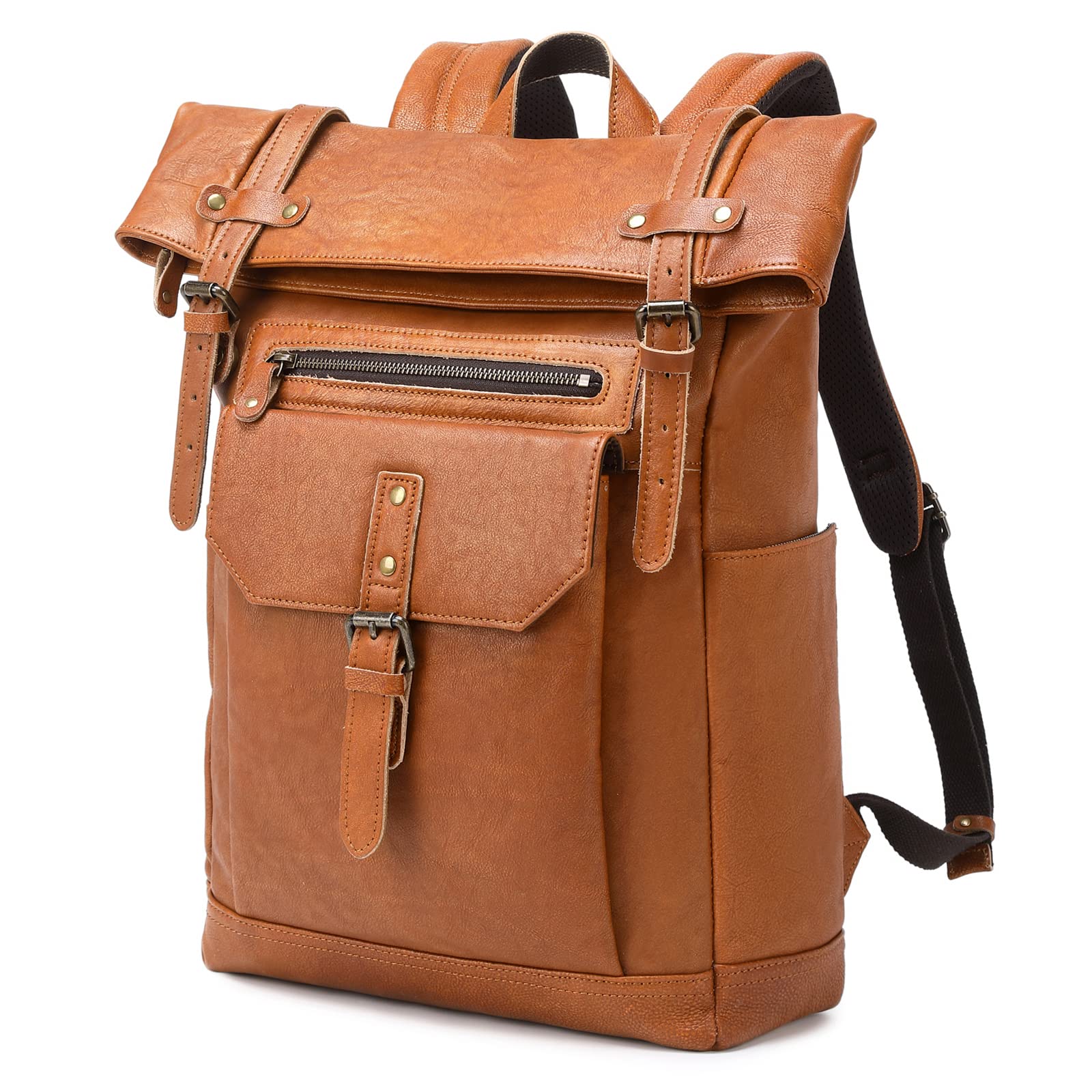 G-FAVOR Water Resistant Leather Backpack for Men & Women - 15.6 Inch Laptop Backpack, Business Travel Bag, Work & School Daypack - Perfect for Office, Commuting & College Use
