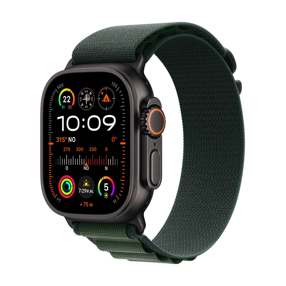 Apple Watch Ultra 2 GPS + Cellular 49mm Titanium Case with Dark Green Alpine Loop - Perfect for Outdoor Adventures & Fitness Tracking