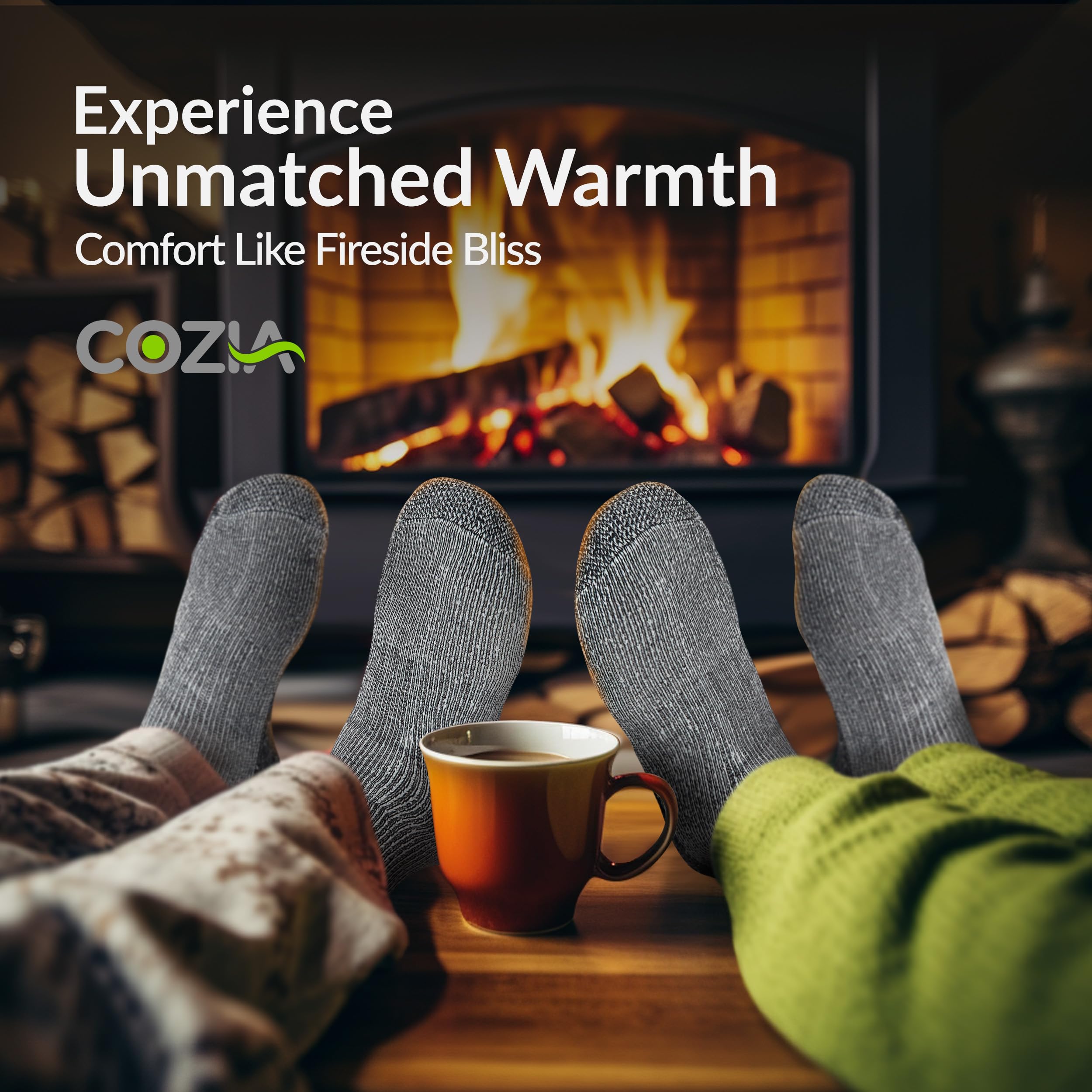 COZIA Merino Wool Socks for Men & Women - Warm Thermal Boot Hiking Socks (3 Pairs) - Perfect for Winter Outdoor Activities, Camping & Cold Weather Adventures