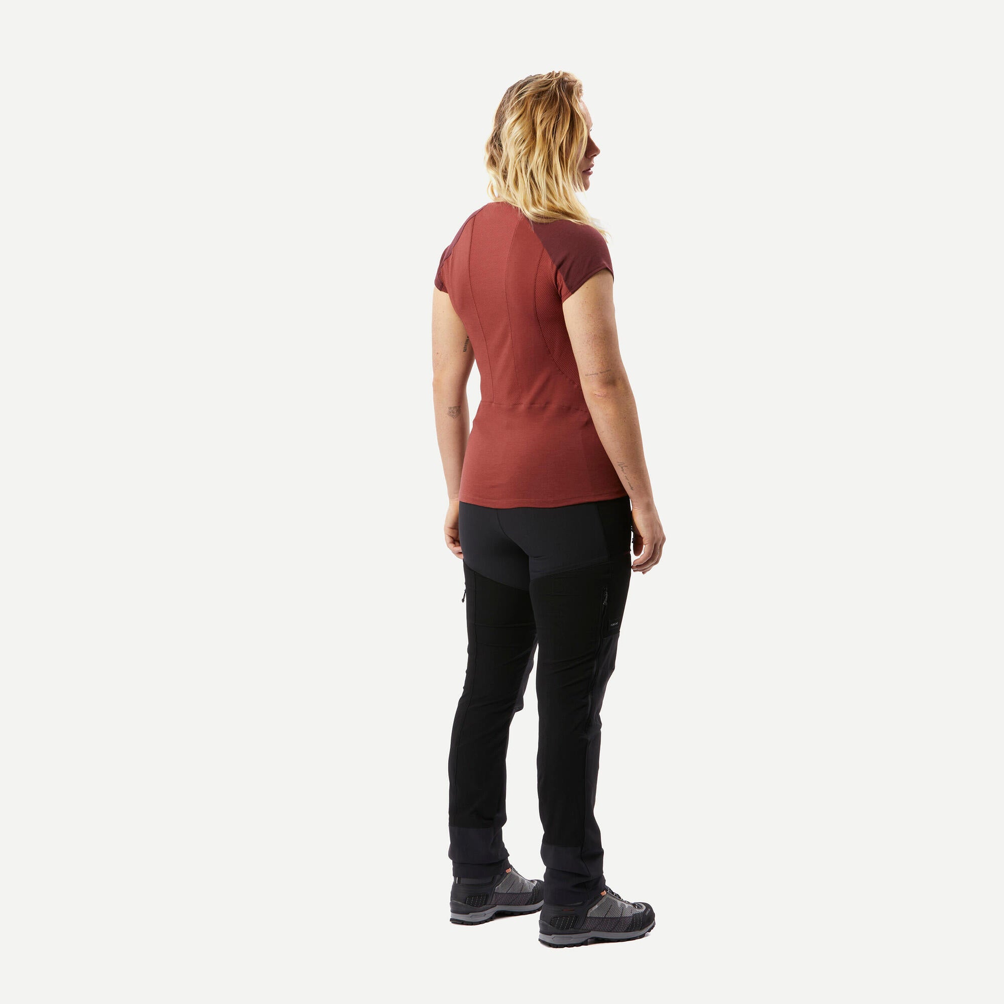 Forclaz Women's MT500 Merino Wool T-Shirt - Breathable & Odor-Resistant Hiking & Travel Shirt for Outdoor Adventures
