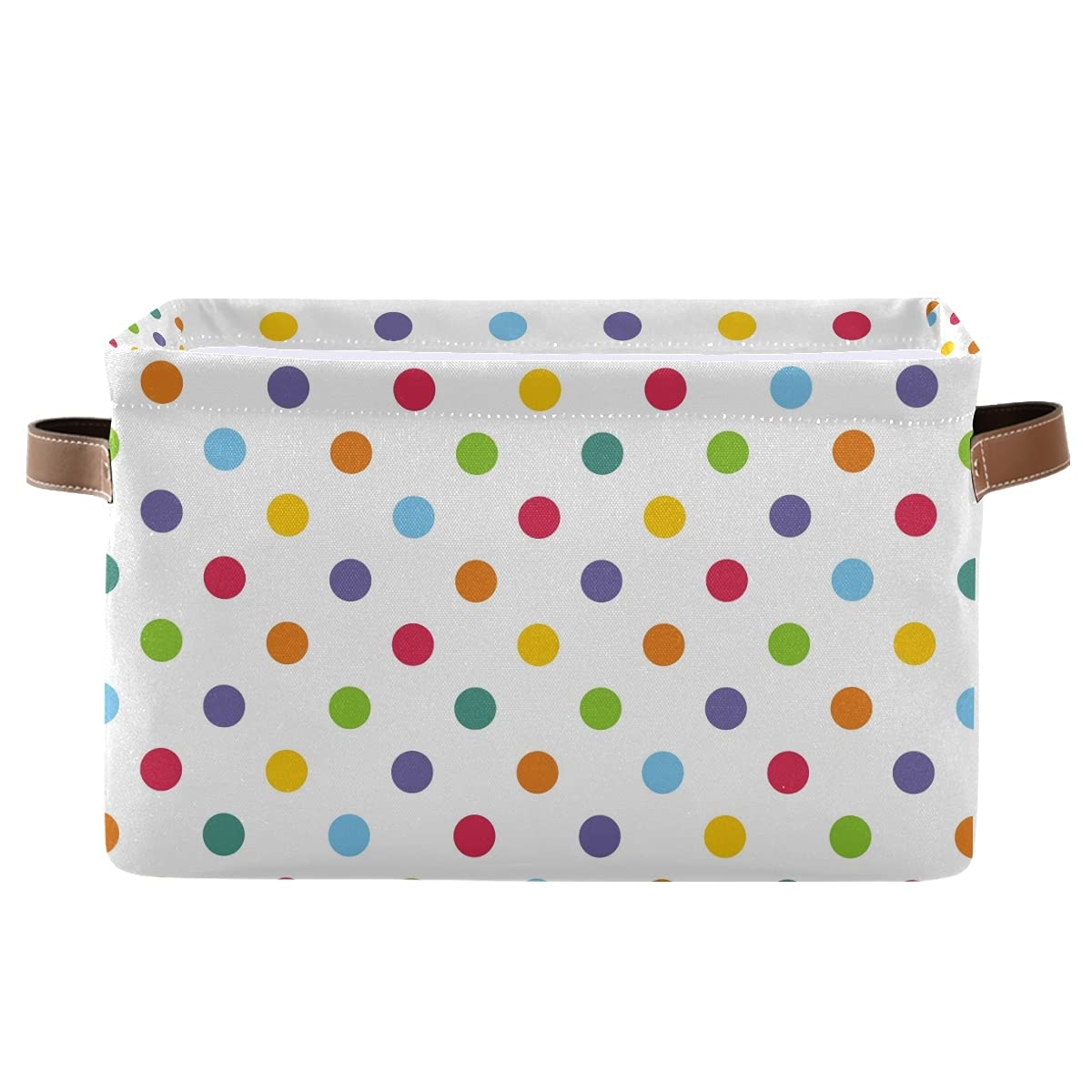 Rainbow Polka Dot Collapsible Storage Bins with Handles - Foldable Fabric Storage Cube Basket for Closet, Nursery, Bedroom & Home Office Organization (1 Pack) | Perfect for Toy Storage, Laundry Sorting & Shelf Organizing
