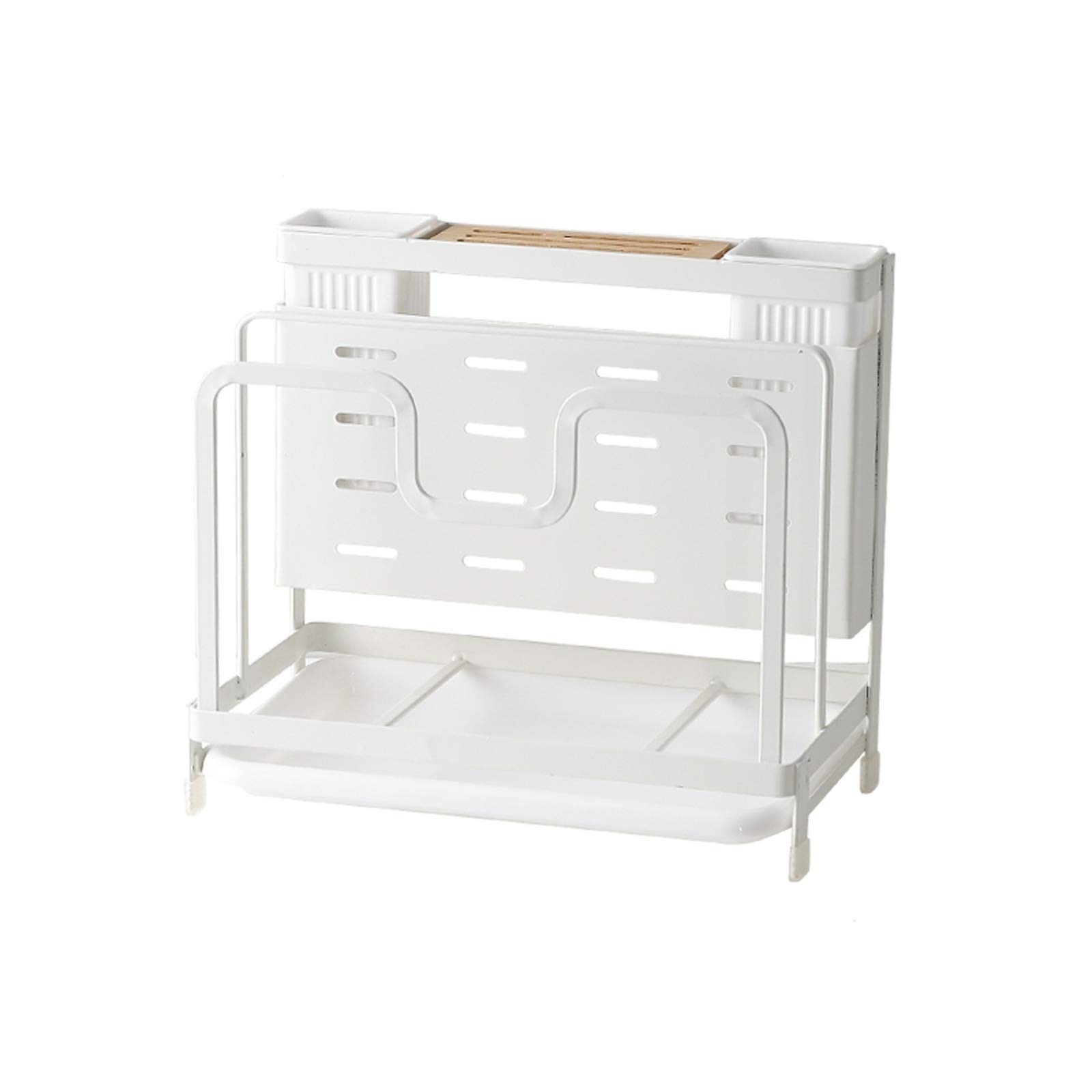 Stainless Steel Cutlery Drainer & Drying Rack - Multifunctional Kitchen Utensil Organizer with Storage Caddy - Perfect for Dish Drying, Countertop Organization & Space Saving (White) - Ideal for Home Kitchens, Restaurants & Small Spaces